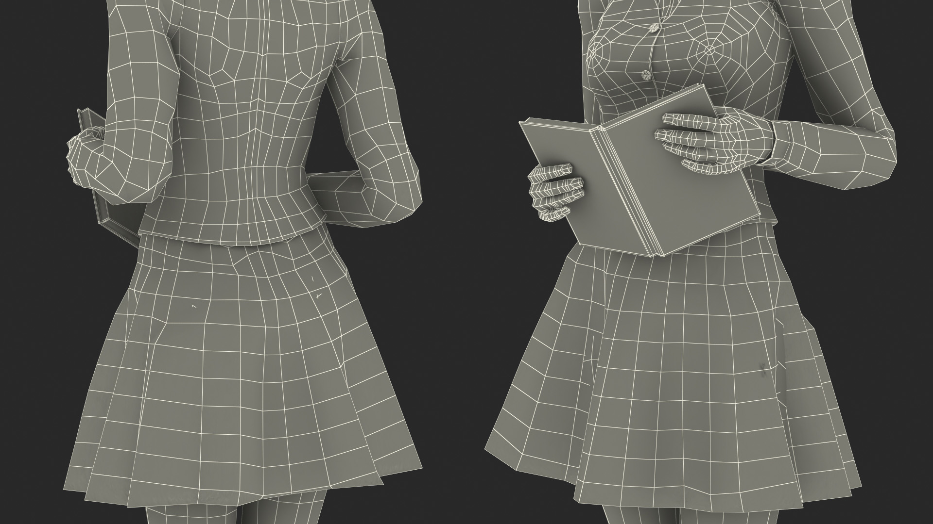 3D Young Woman Student Outfits Standing Pose
