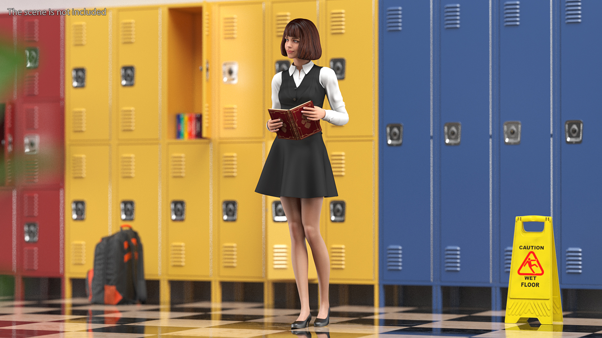 3D Young Woman Student Outfits Standing Pose