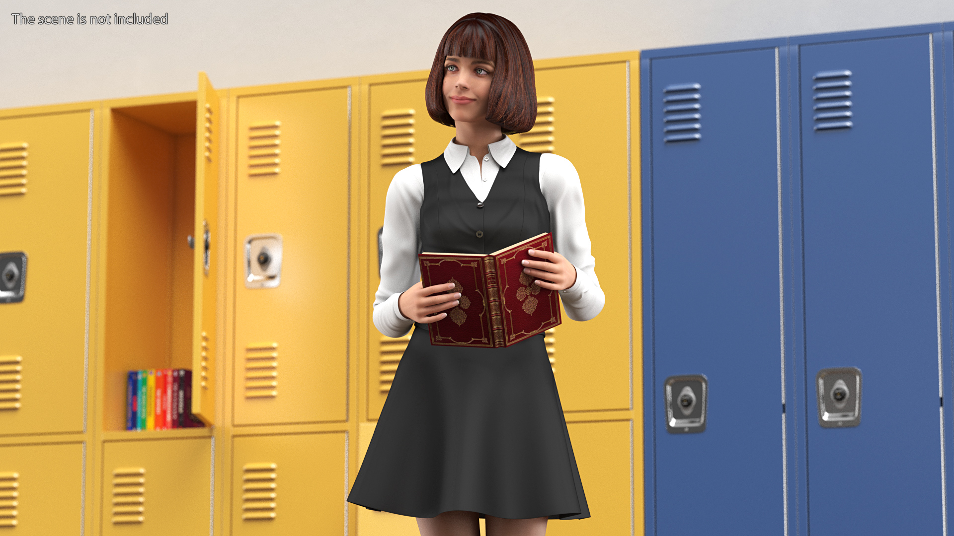 3D Young Woman Student Outfits Standing Pose