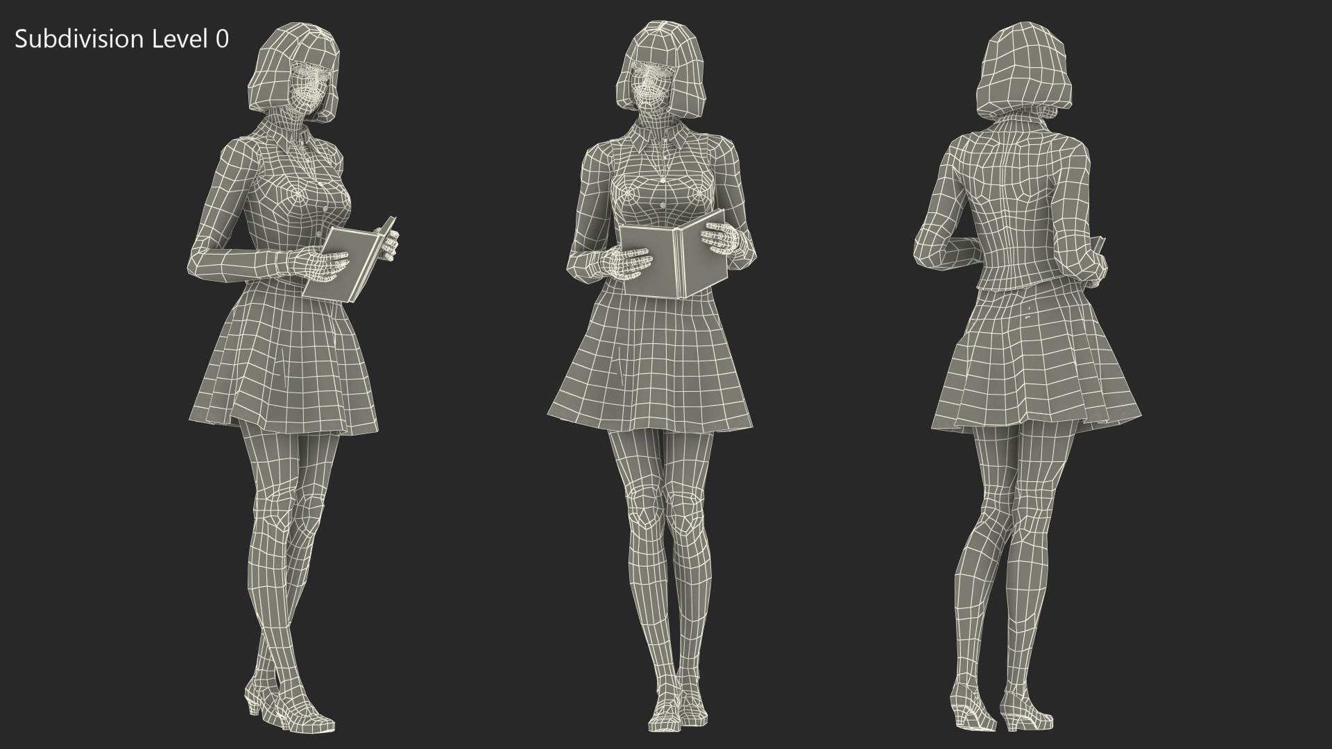 3D Young Woman Student Outfits Standing Pose