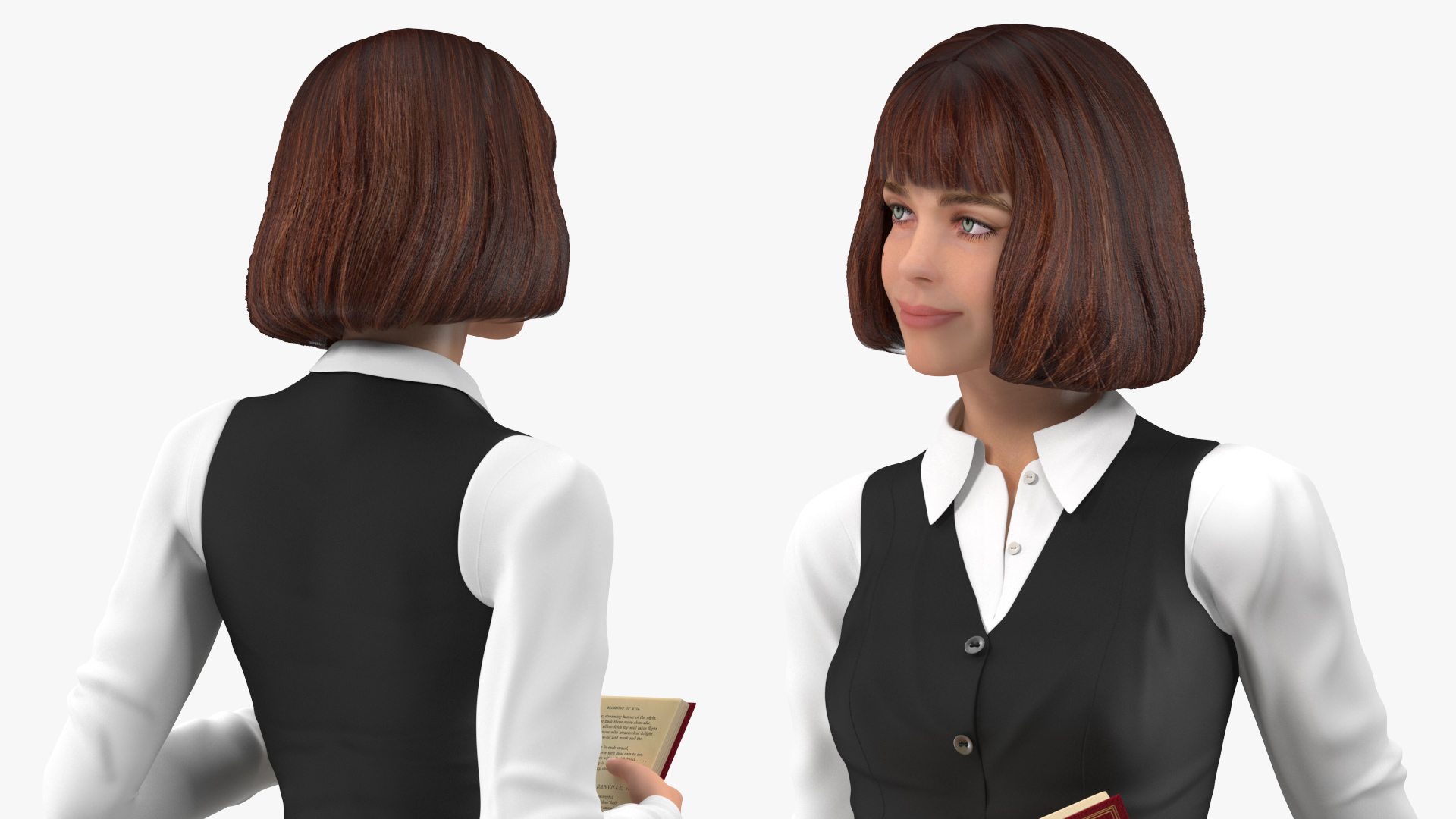 3D Young Woman Student Outfits Standing Pose