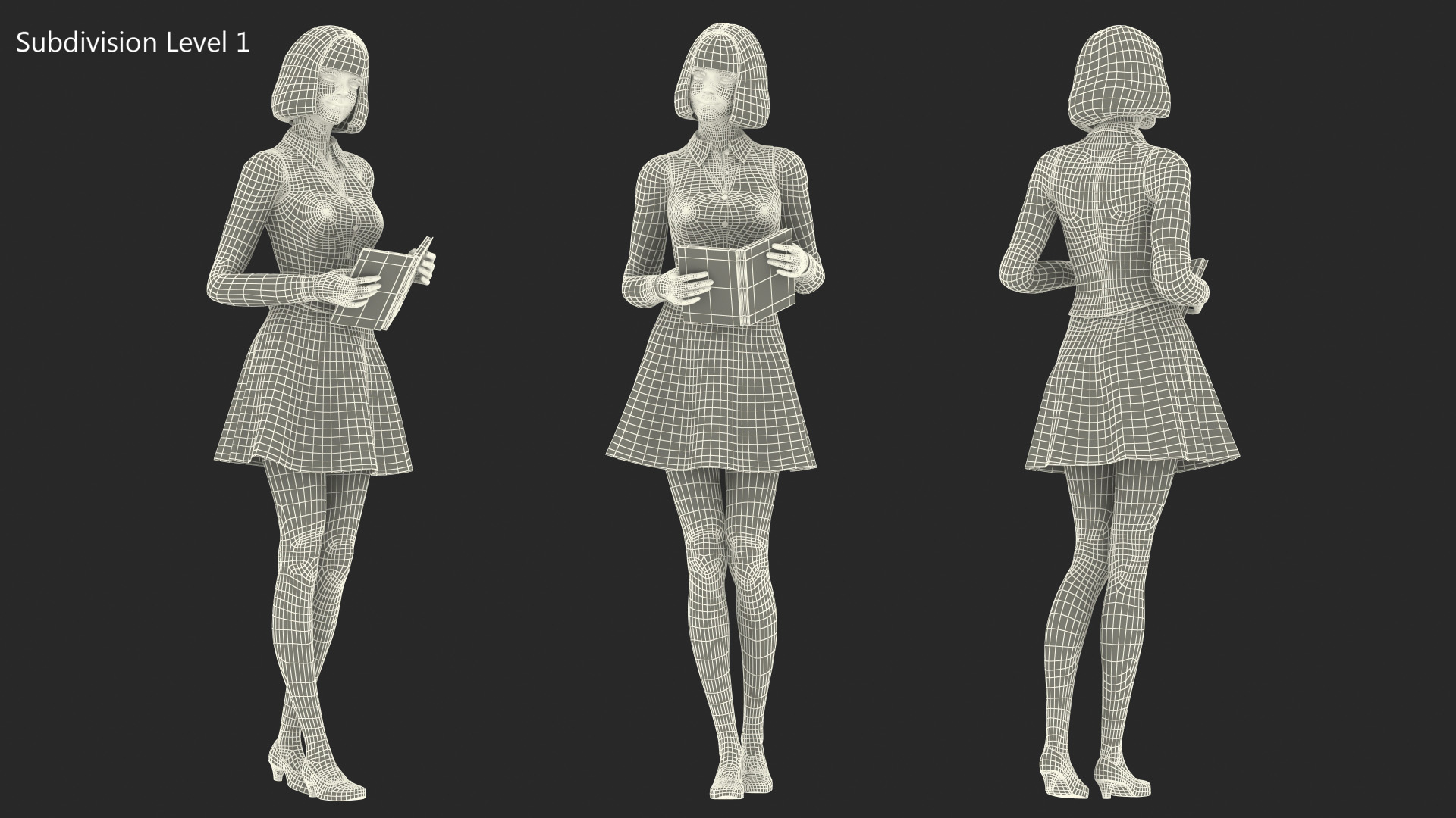 3D Young Woman Student Outfits Standing Pose