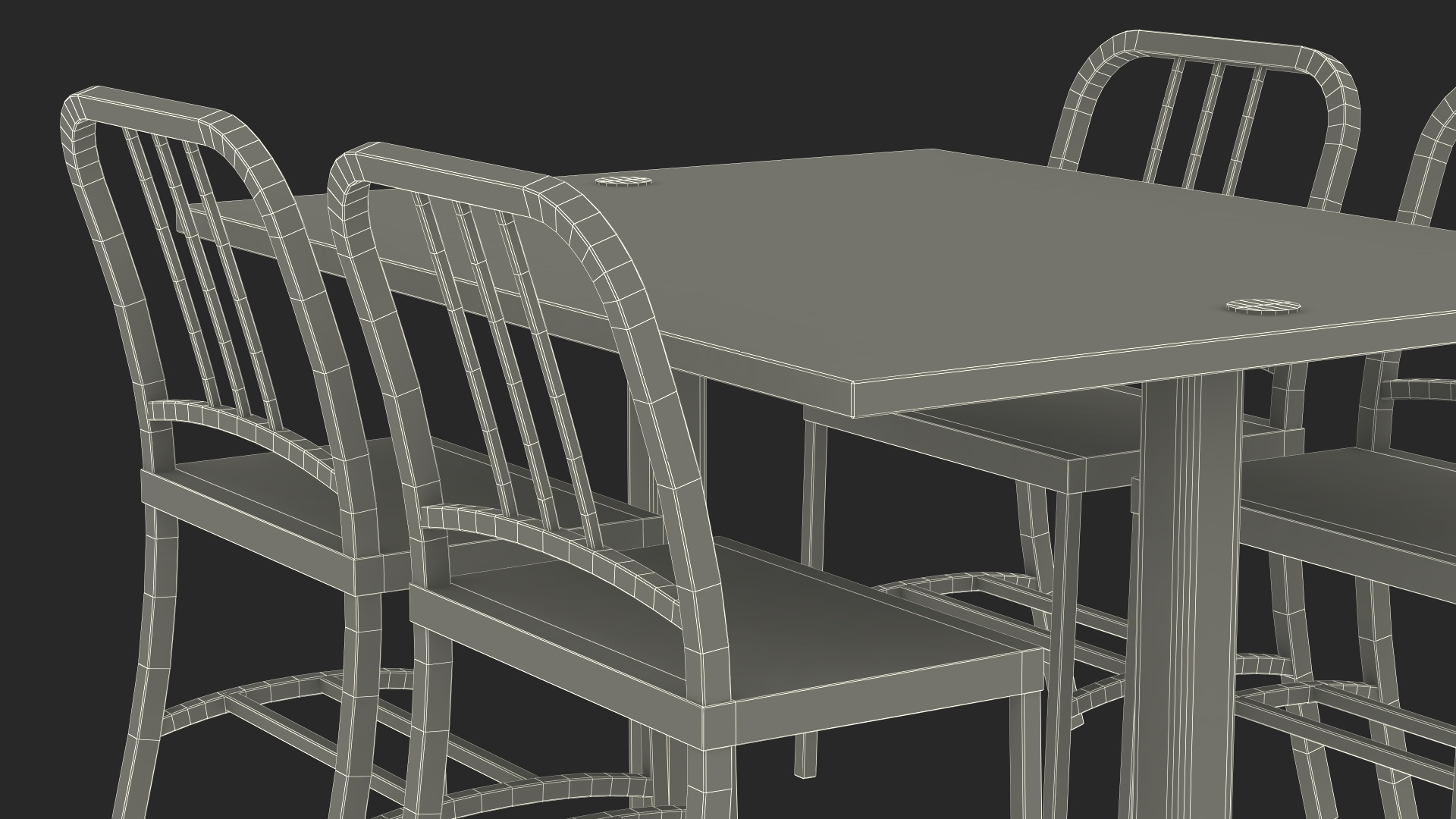 Cafe Table with Chairs 3D