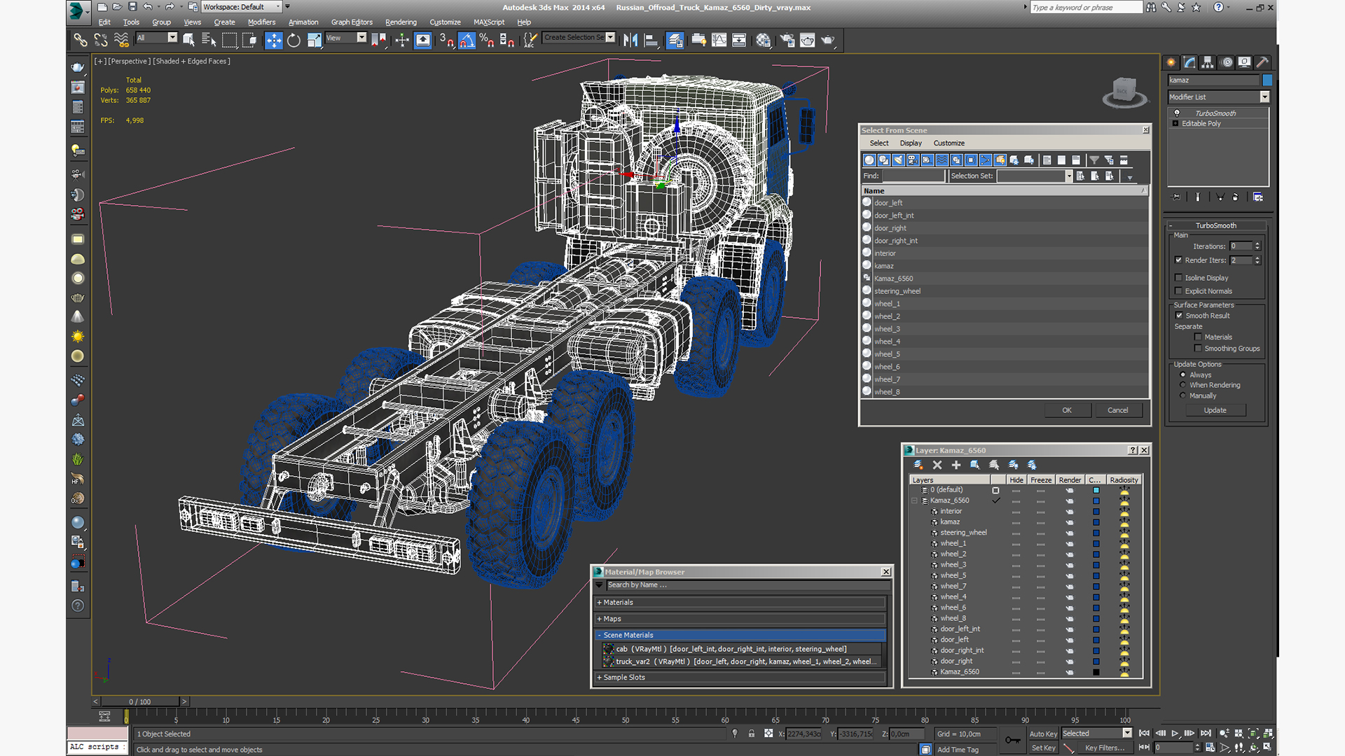 3D Russian Offroad Truck Kamaz 6560 Dirty model