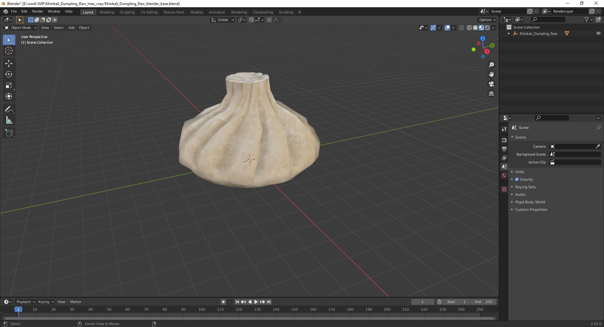 3D Khinkali Dumpling Raw