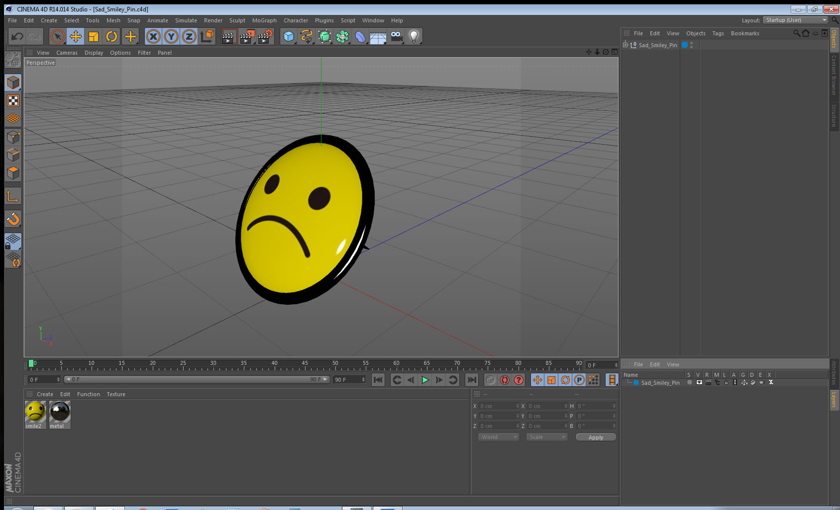 Sad Smiley Pin 3D model