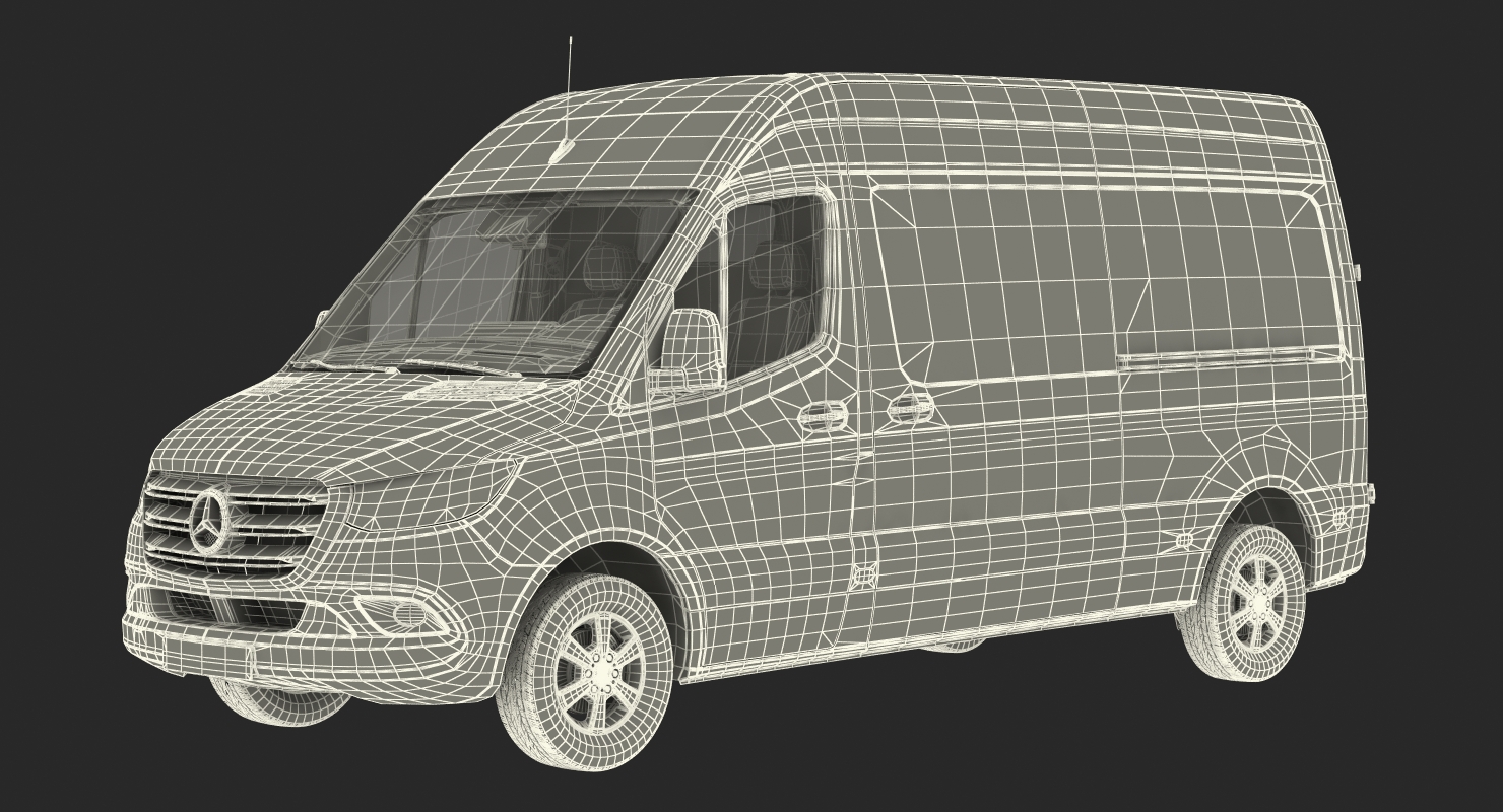 2019 Mercedes Sprinter Van Rigged for Cinema 4D 3D