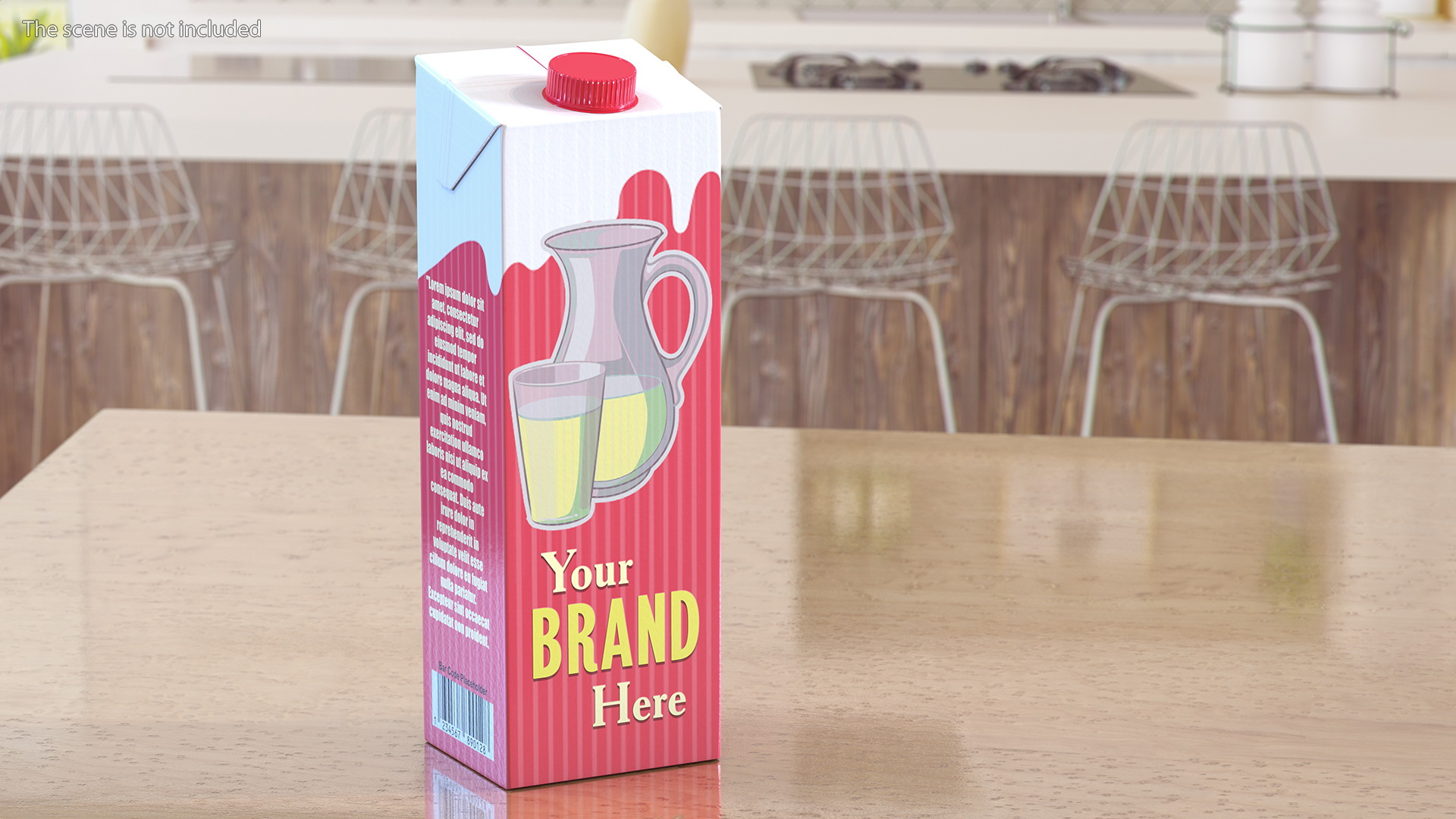 3D Mockup Aseptic Carton Package with Screw Cap Red model