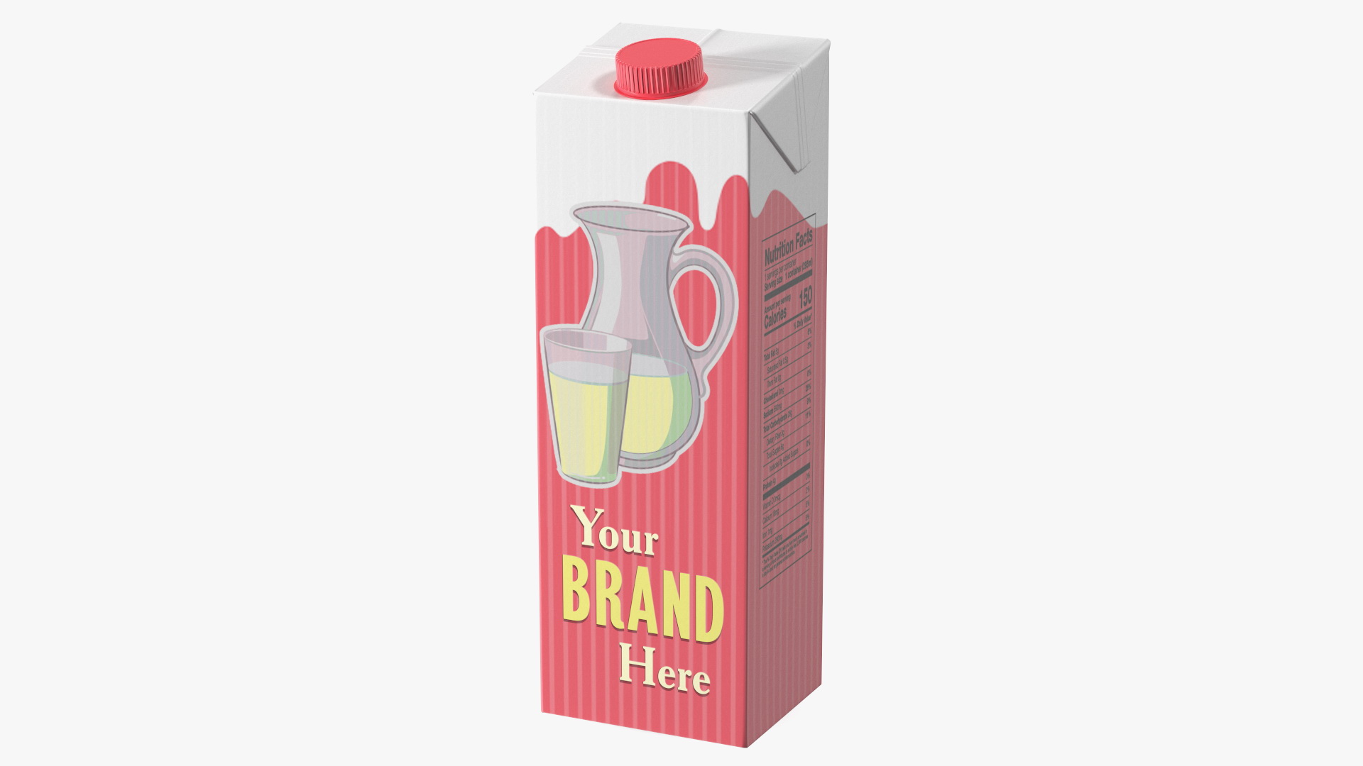 3D Mockup Aseptic Carton Package with Screw Cap Red model