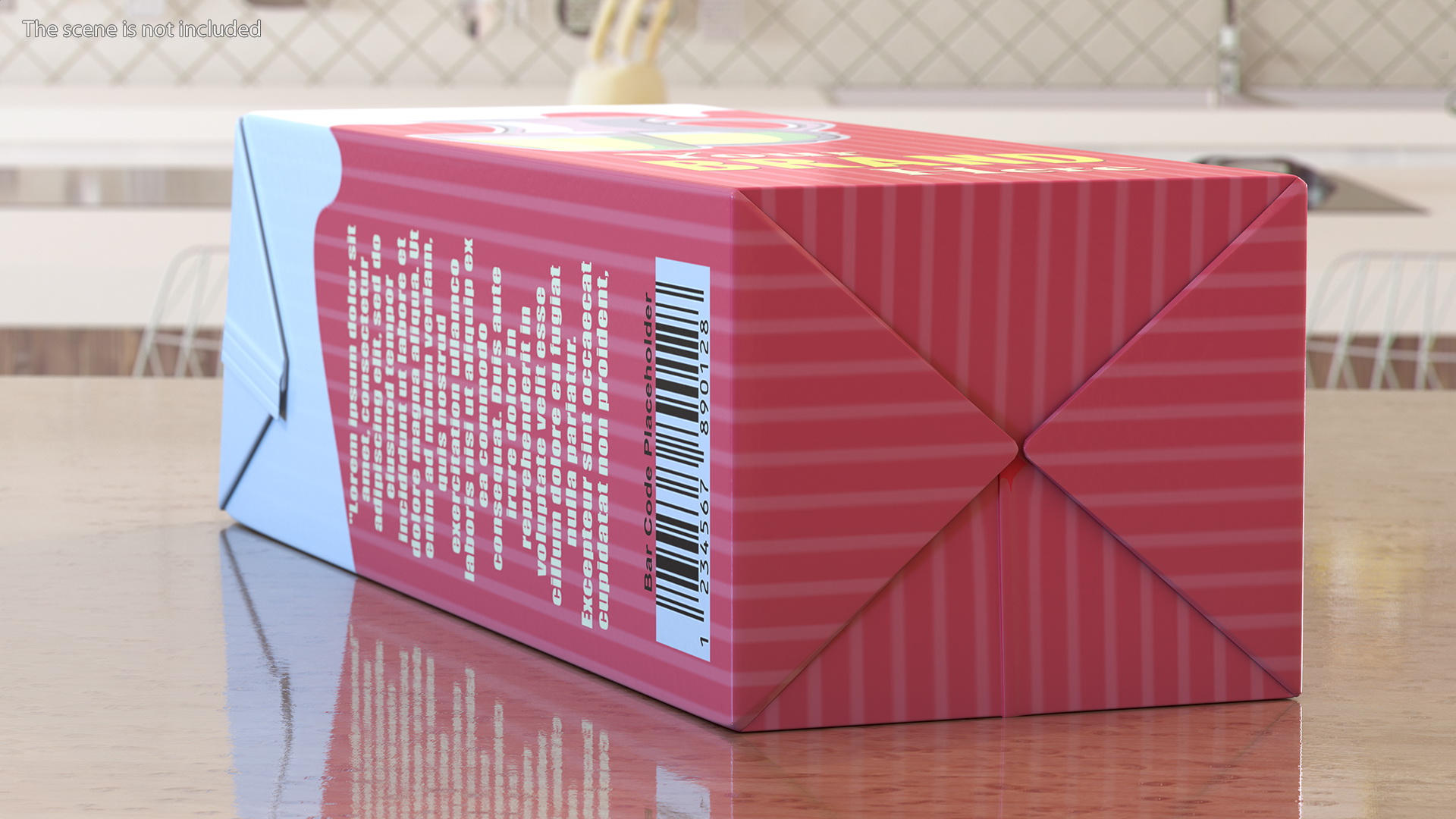 3D Mockup Aseptic Carton Package with Screw Cap Red model