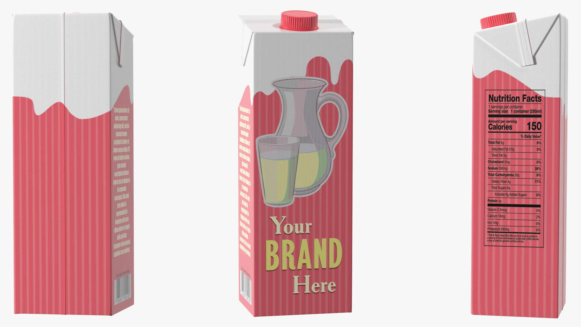 3D Mockup Aseptic Carton Package with Screw Cap Red model