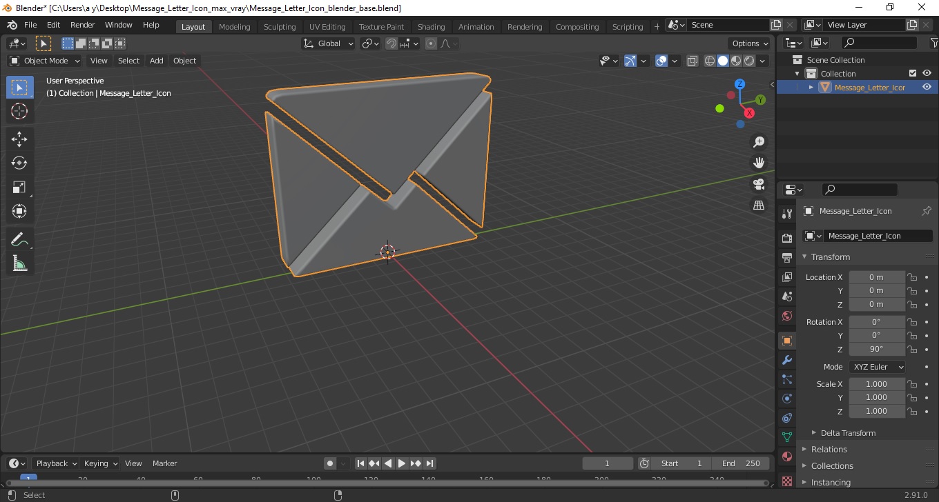 Message Letter Icon 3D model