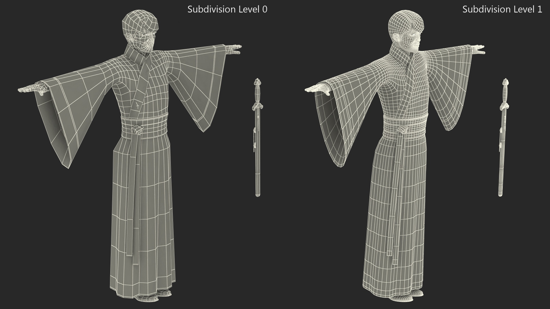 Chinese Young Man Traditional Style T-pose 3D