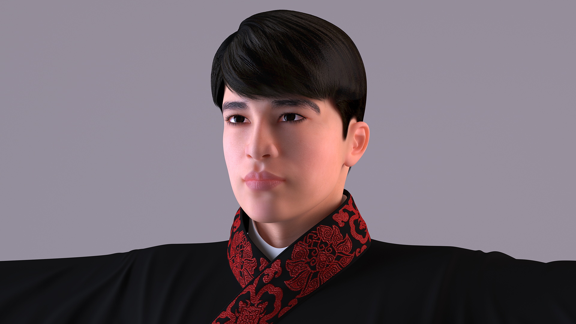 Chinese Young Man Traditional Style T-pose 3D