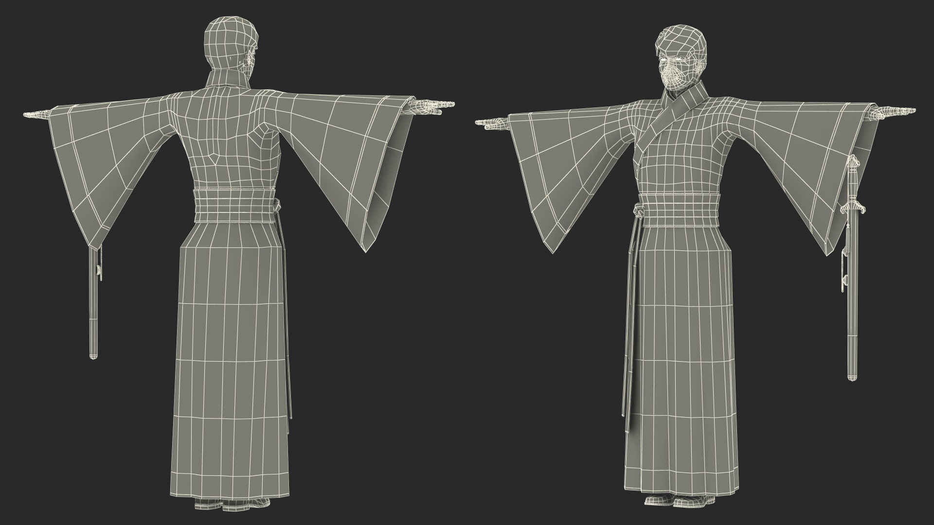 Chinese Young Man Traditional Style T-pose 3D