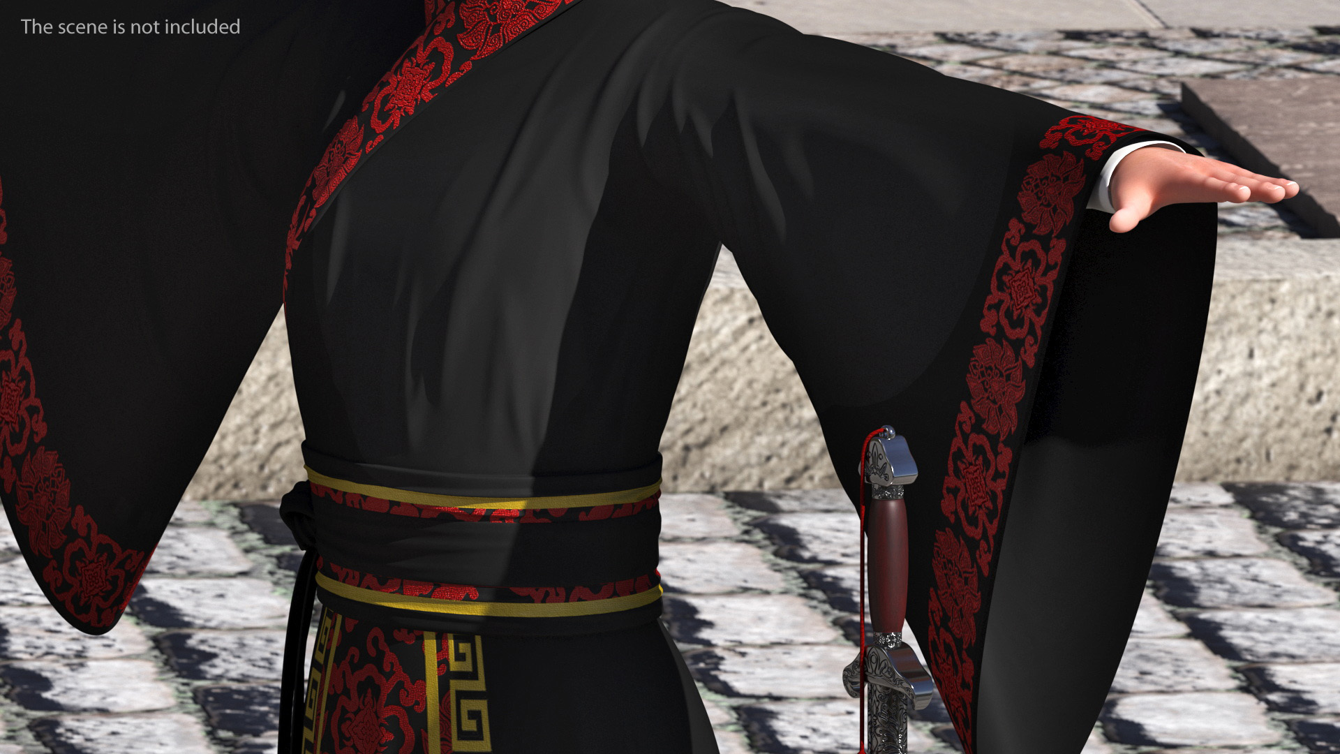 Chinese Young Man Traditional Style T-pose 3D