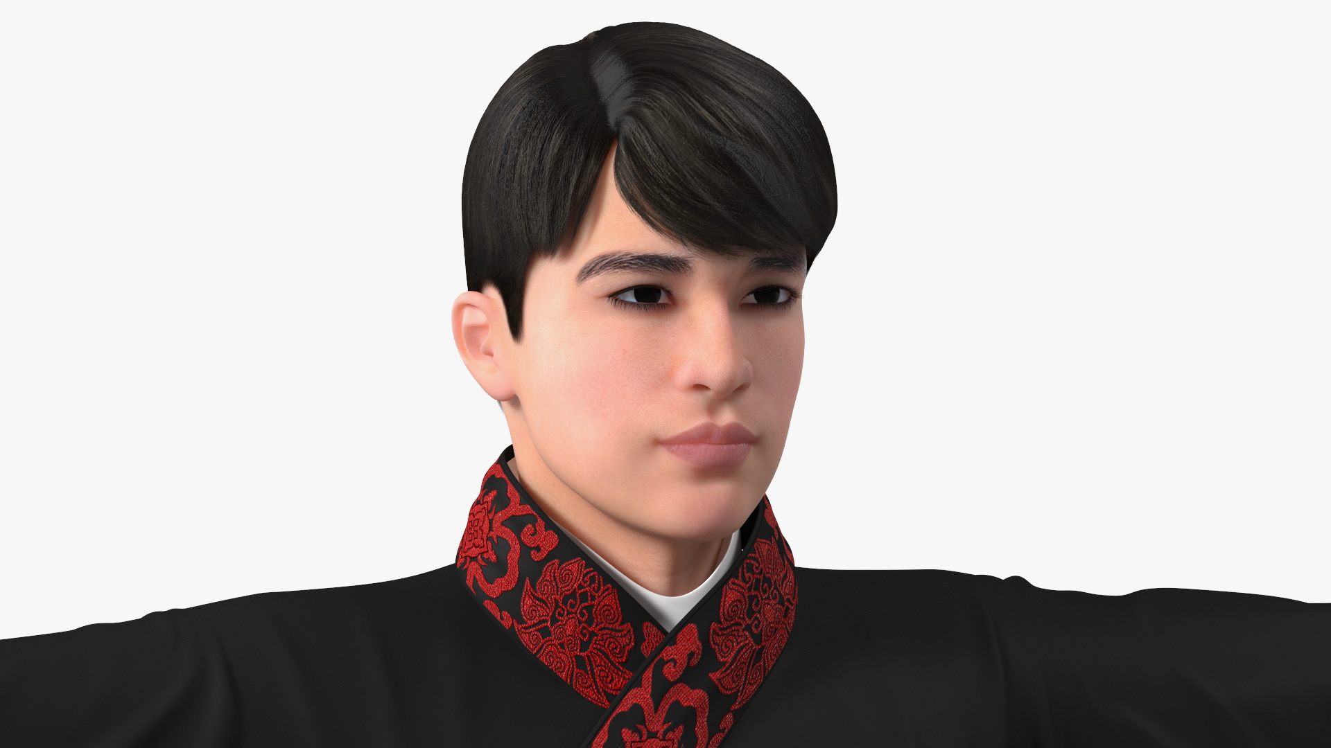 Chinese Young Man Traditional Style T-pose 3D