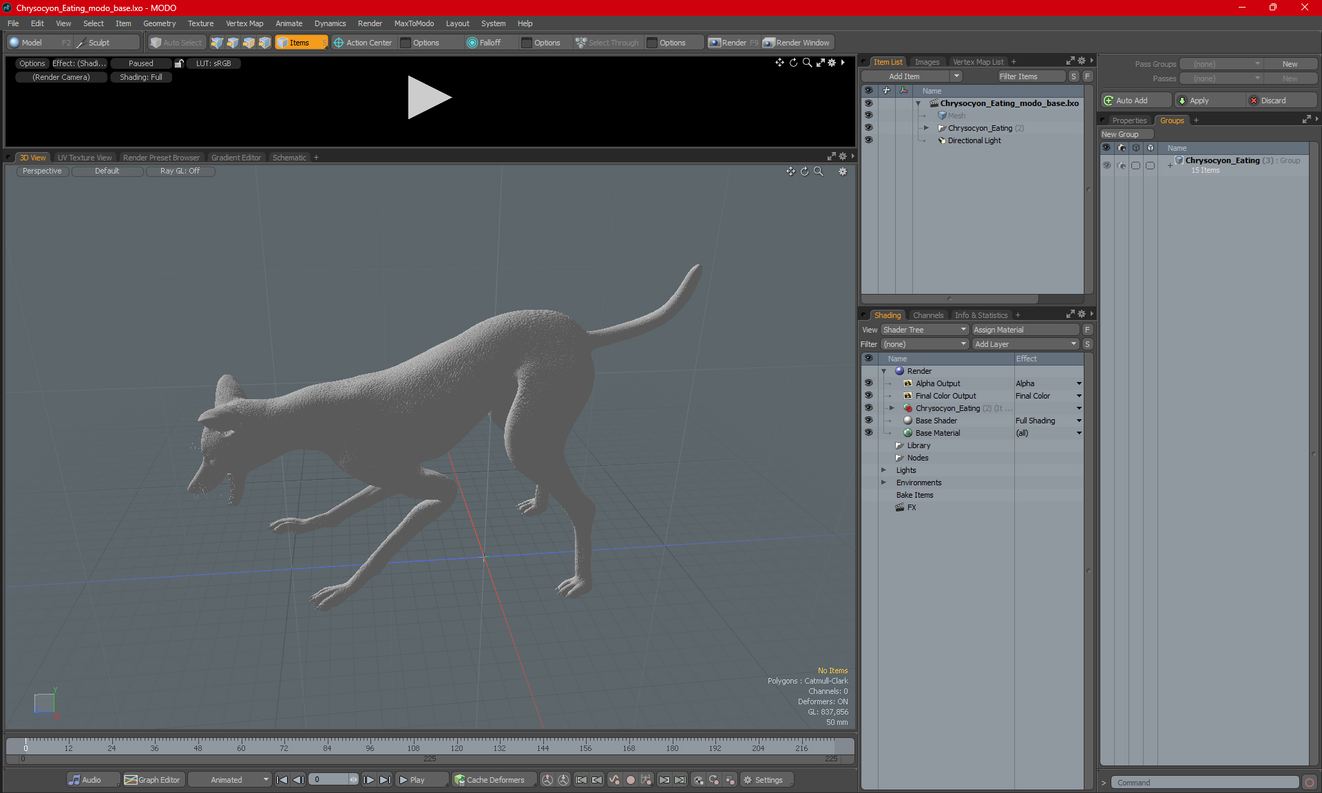 Chrysocyon Eating 3D