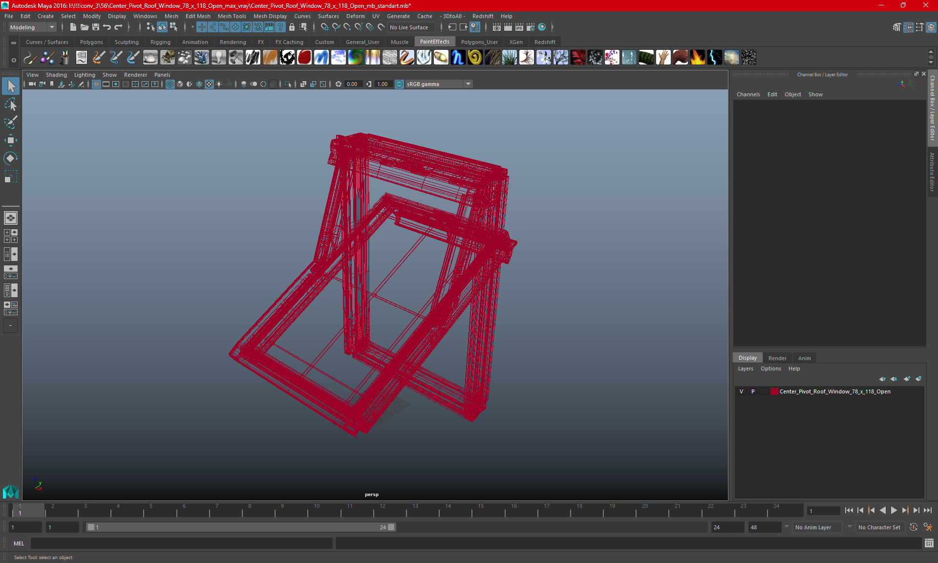 3D Center Pivot Roof Window 78 x 118 Open model