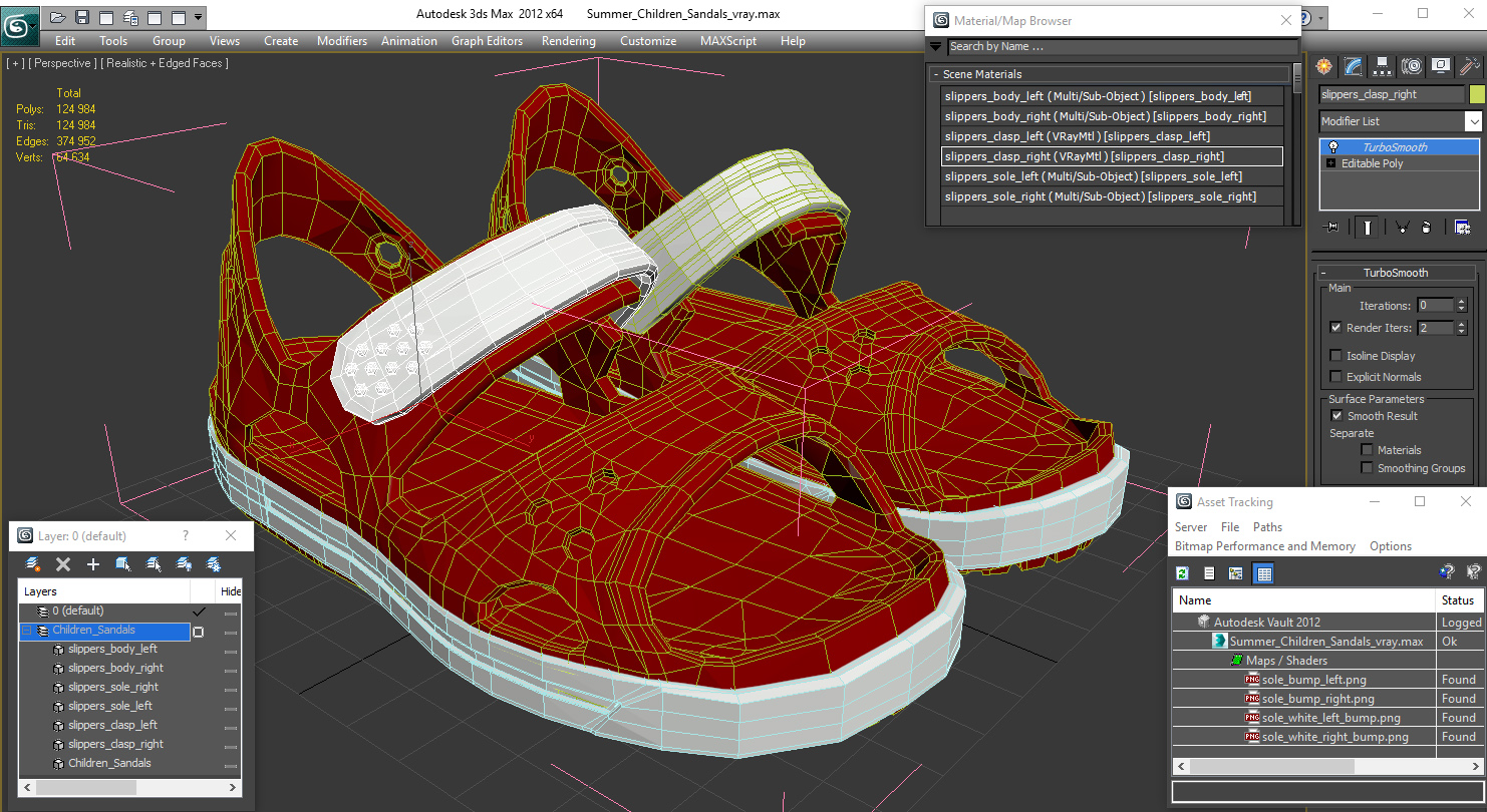 3D Summer Children Sandals model