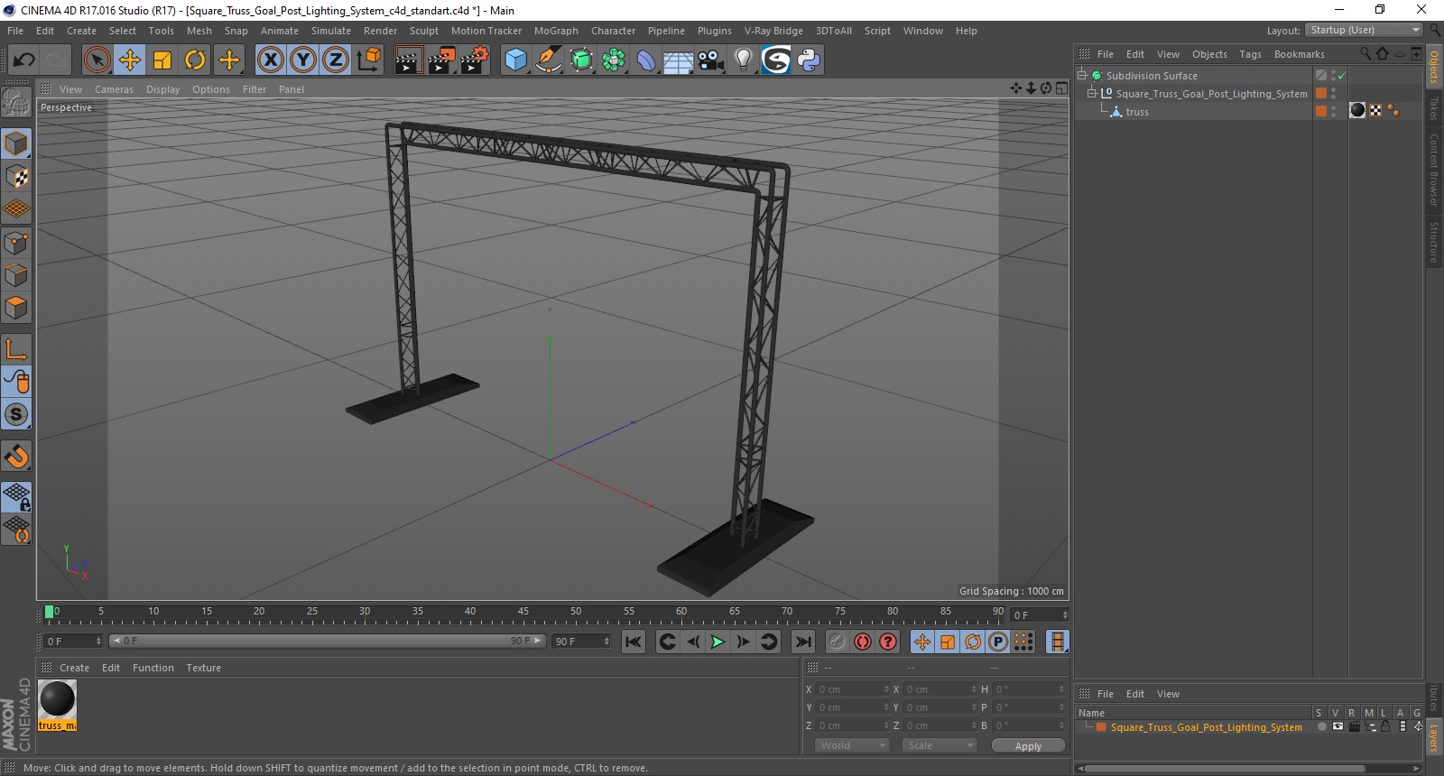 3D Square Truss Goal Post Lighting System model
