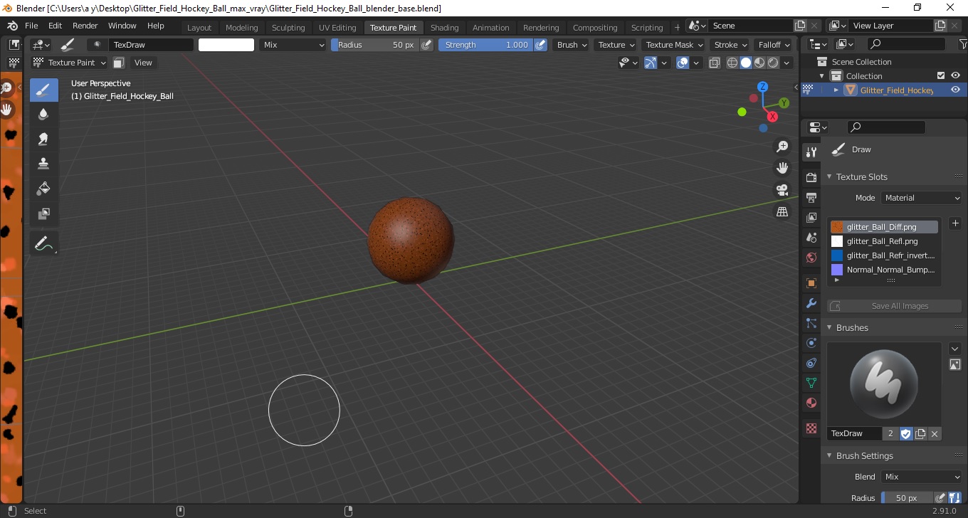 3D model Glitter Field Hockey Ball