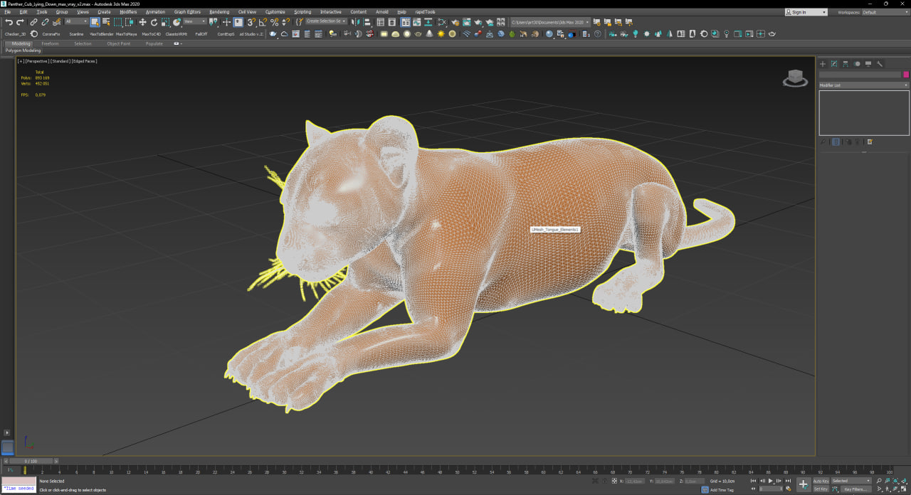 3D model Panther Cub Lying Down for 3D Print