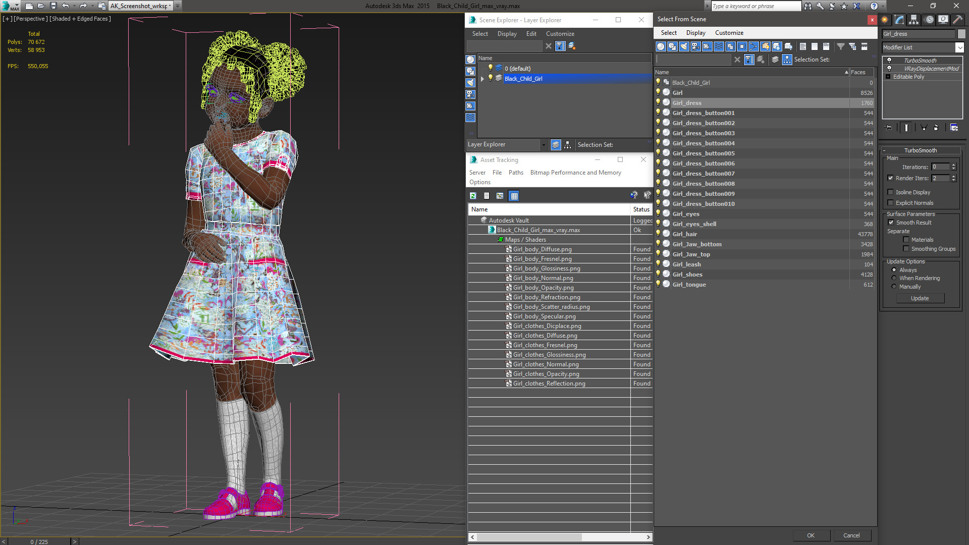 3D Black Child Girl