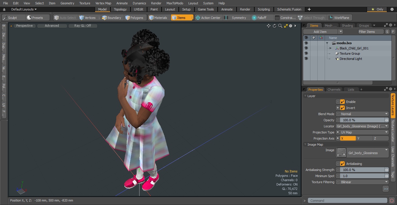 3D Black Child Girl