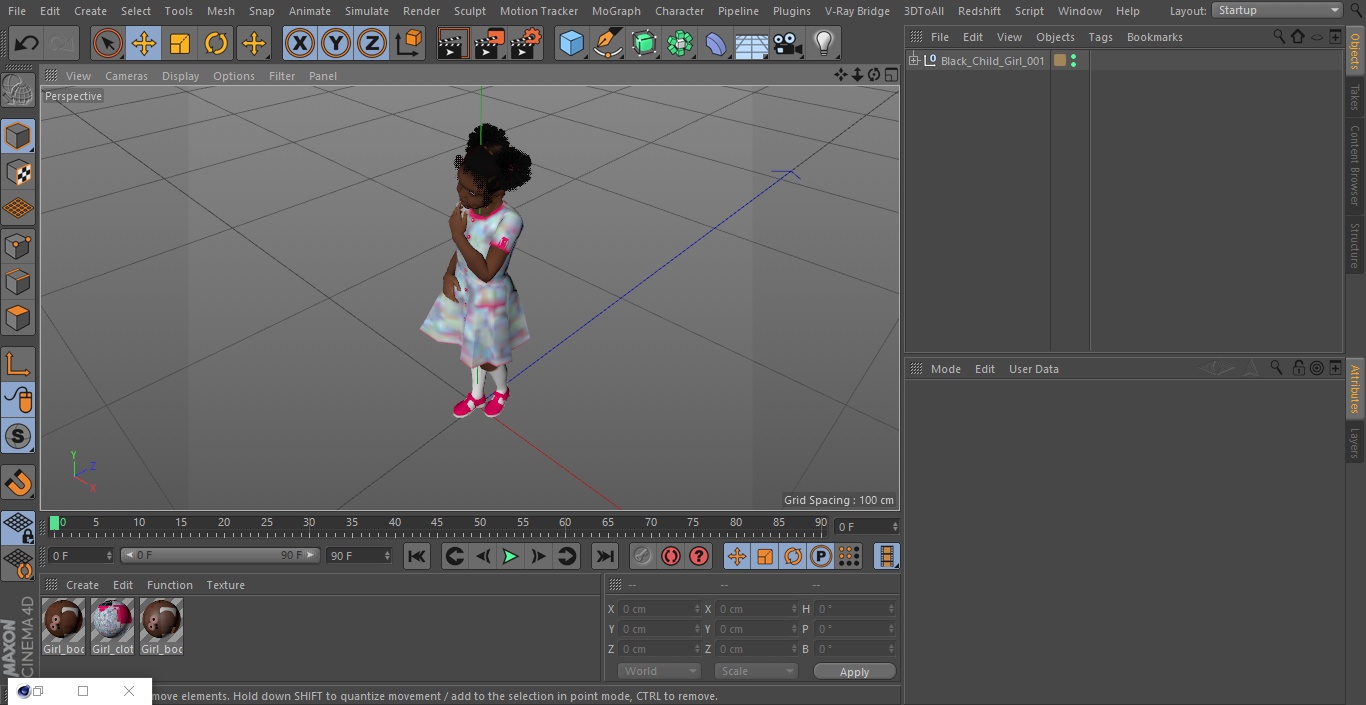3D Black Child Girl