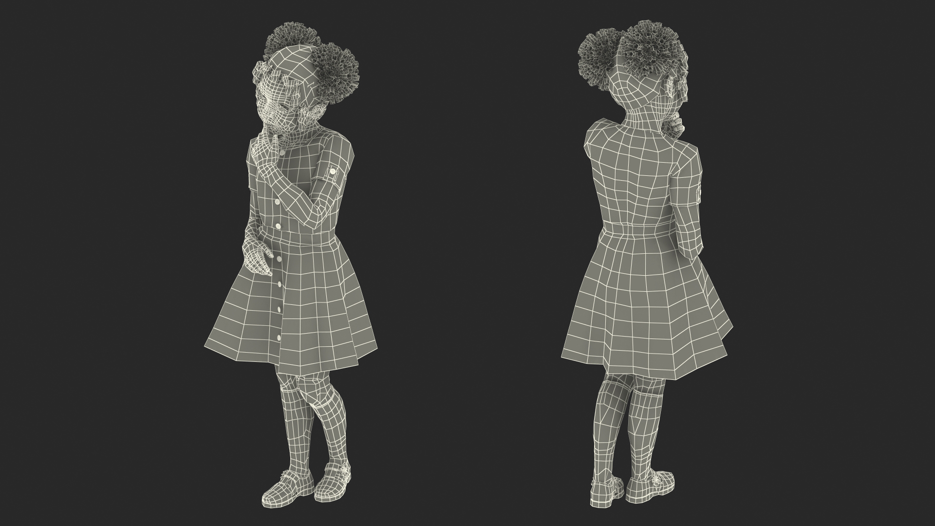 3D Black Child Girl