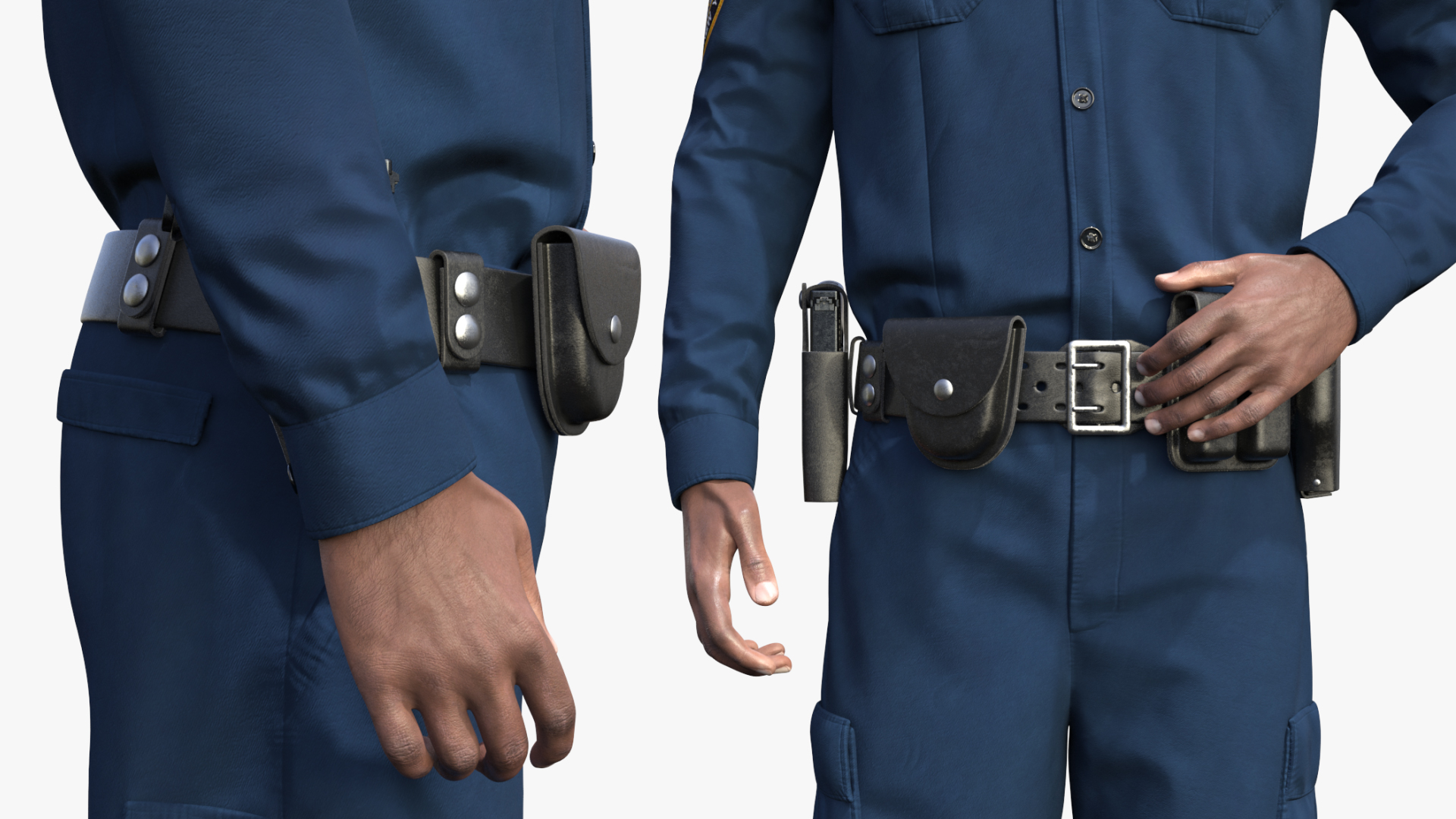 African American NYPD Police Officer Standing Pose Fur 3D model