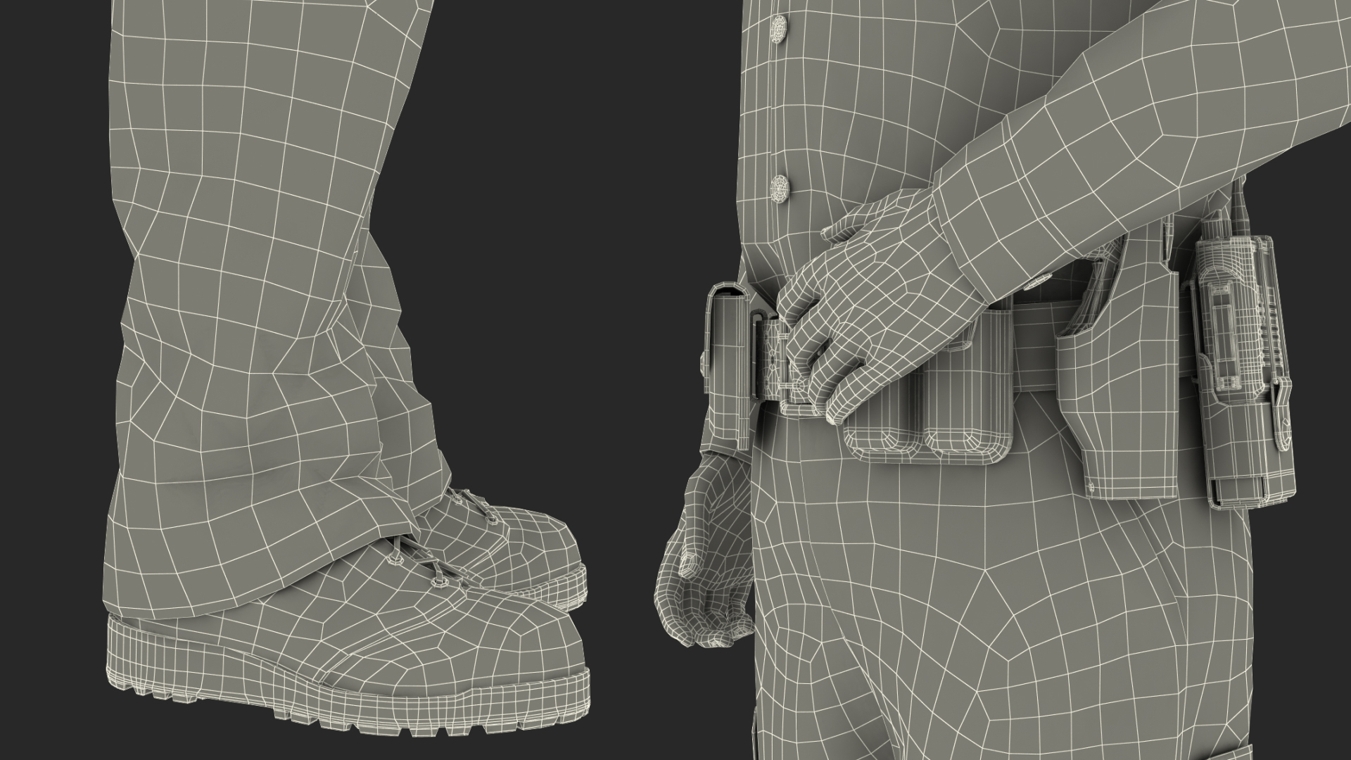 African American NYPD Police Officer Standing Pose Fur 3D model