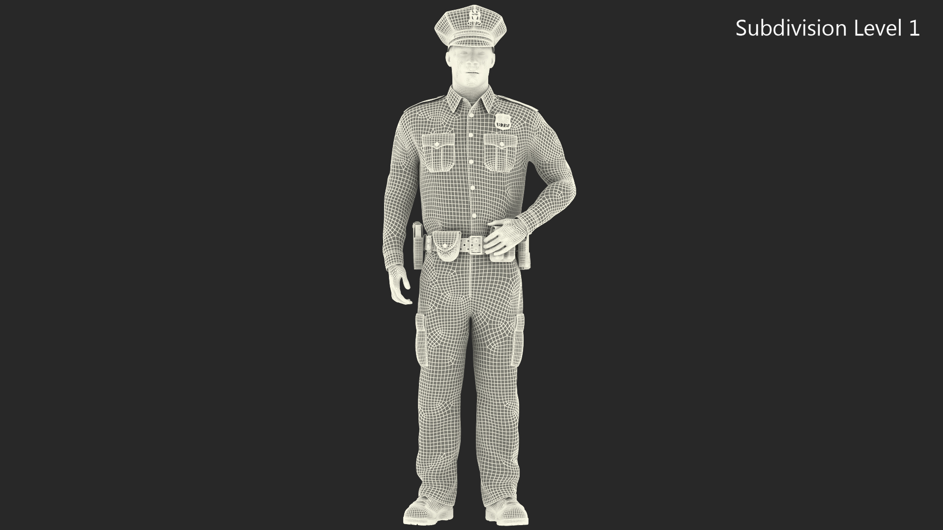 African American NYPD Police Officer Standing Pose Fur 3D model