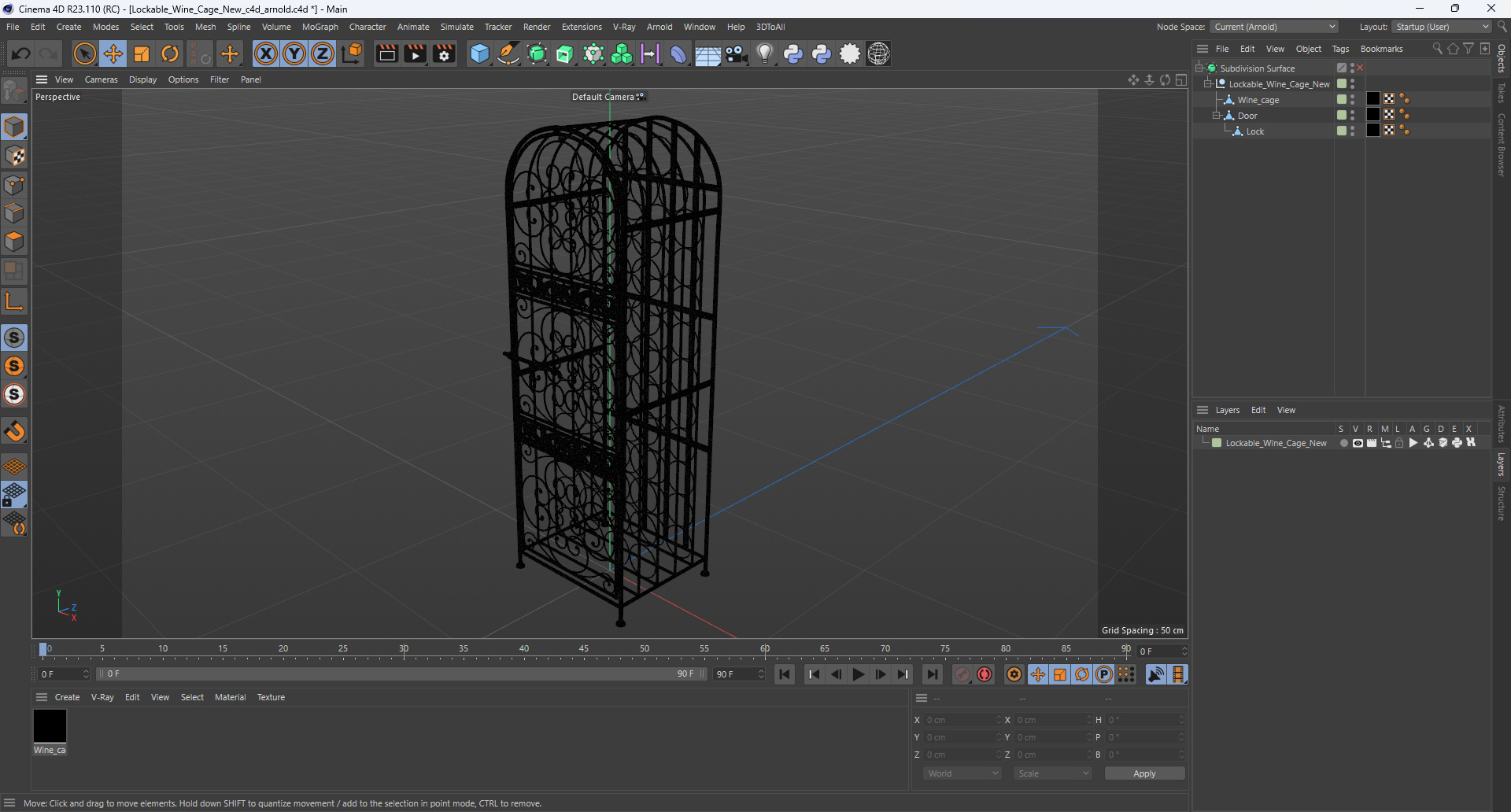 Lockable Wine Cage New 3D