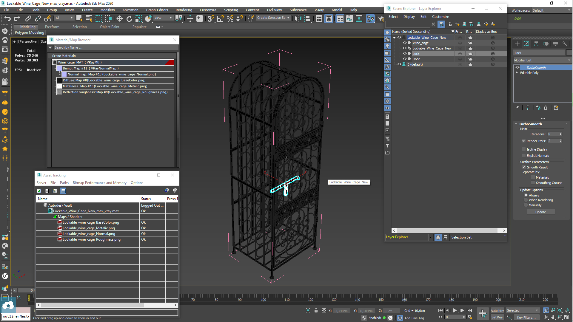 Lockable Wine Cage New 3D