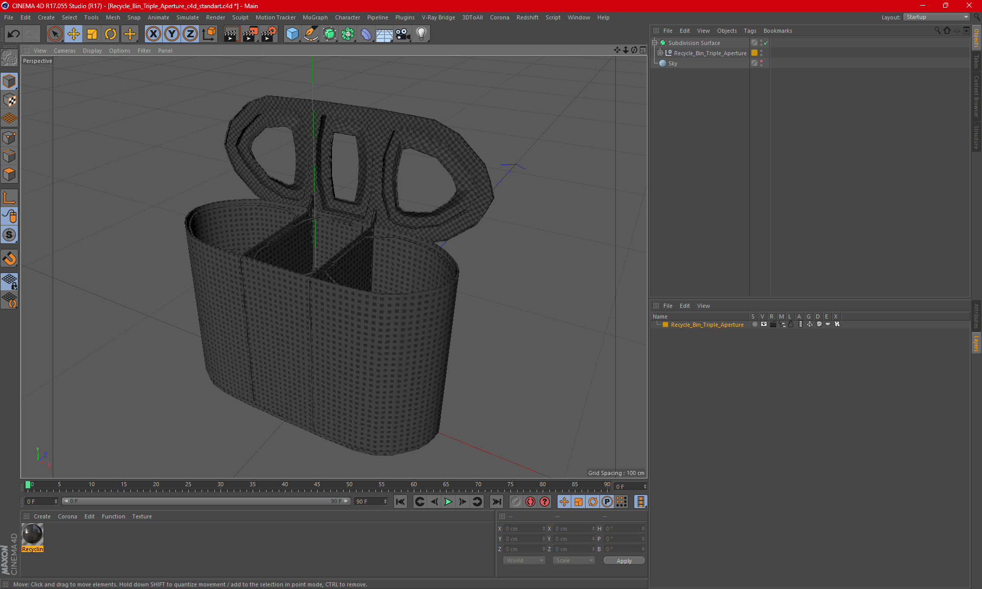 Recycle Bin Triple Aperture 3D