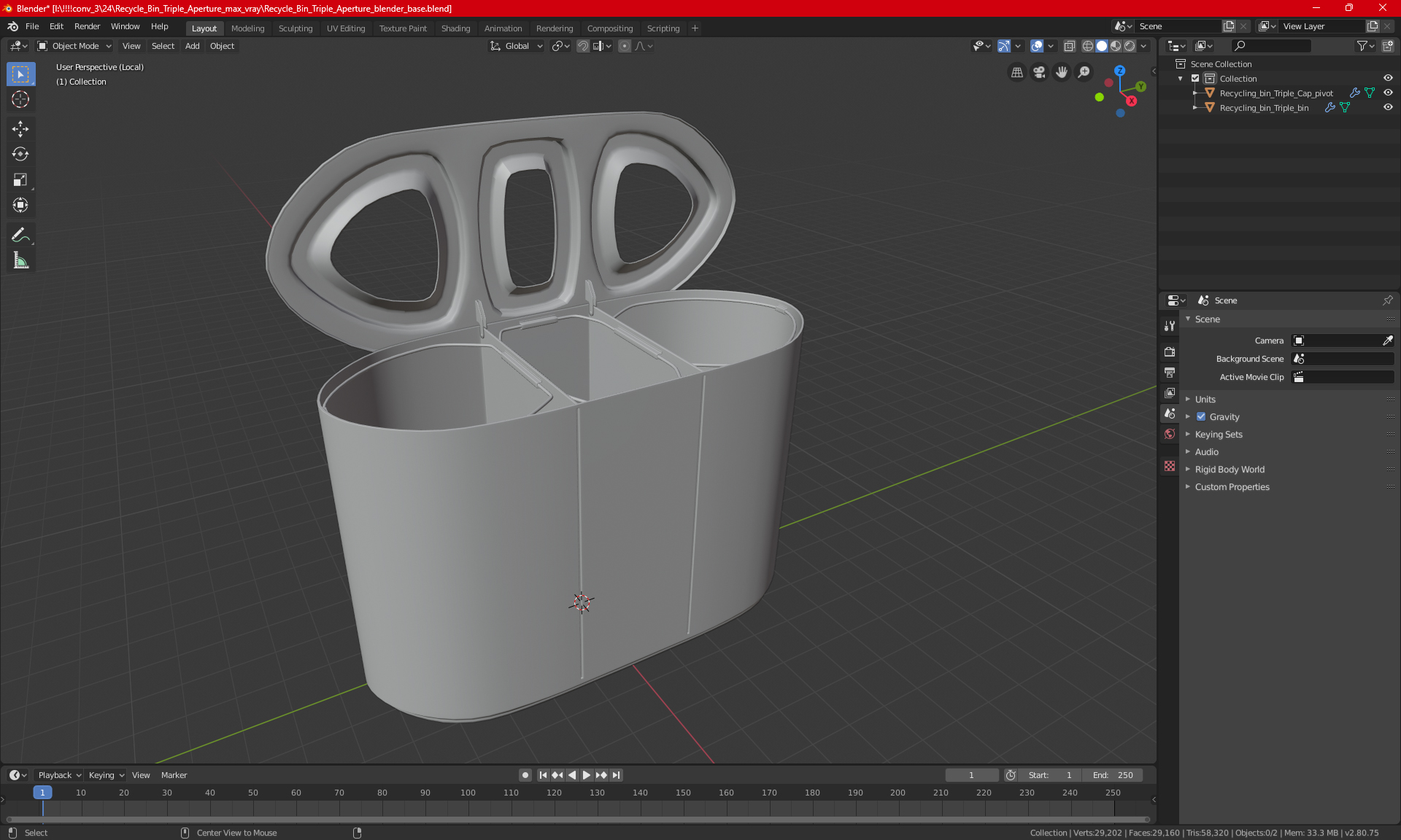 Recycle Bin Triple Aperture 3D