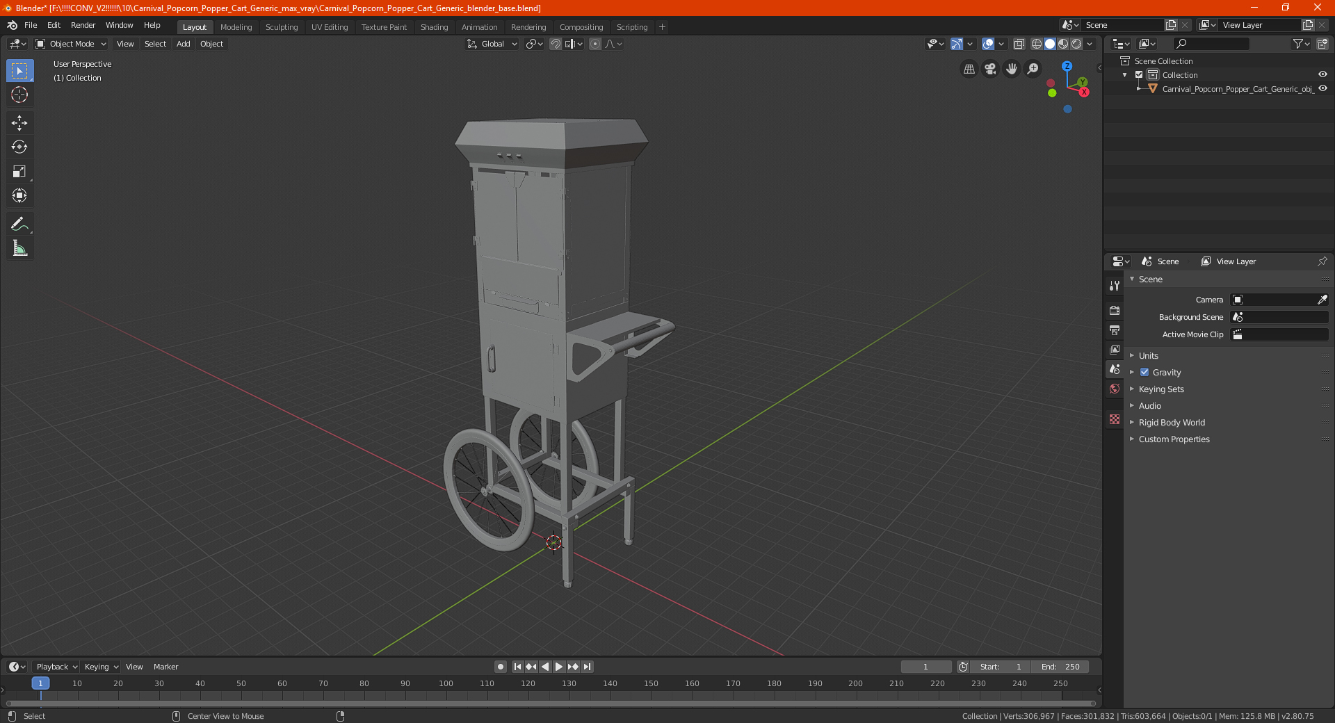 3D Carnival Popcorn Popper Cart Generic