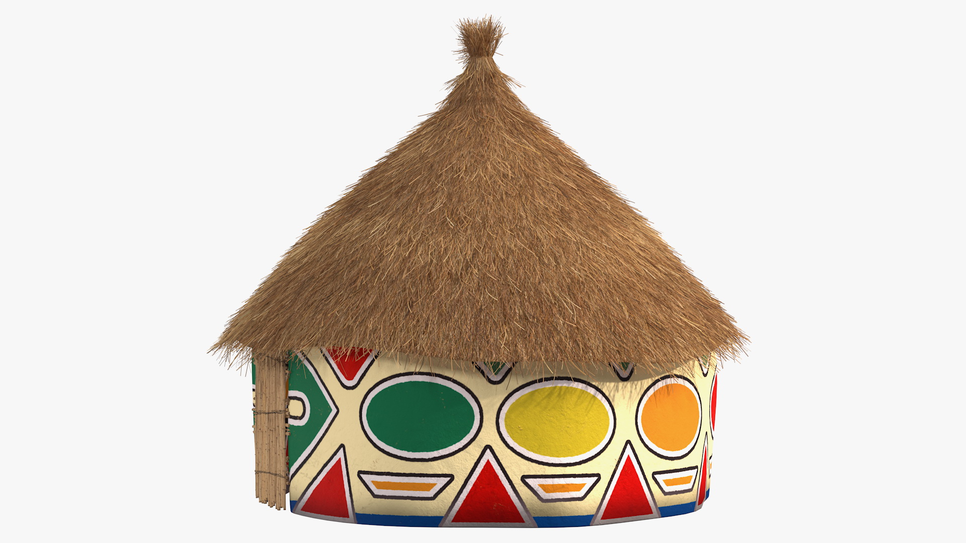 3D Traditional African Hut with Painting Fur