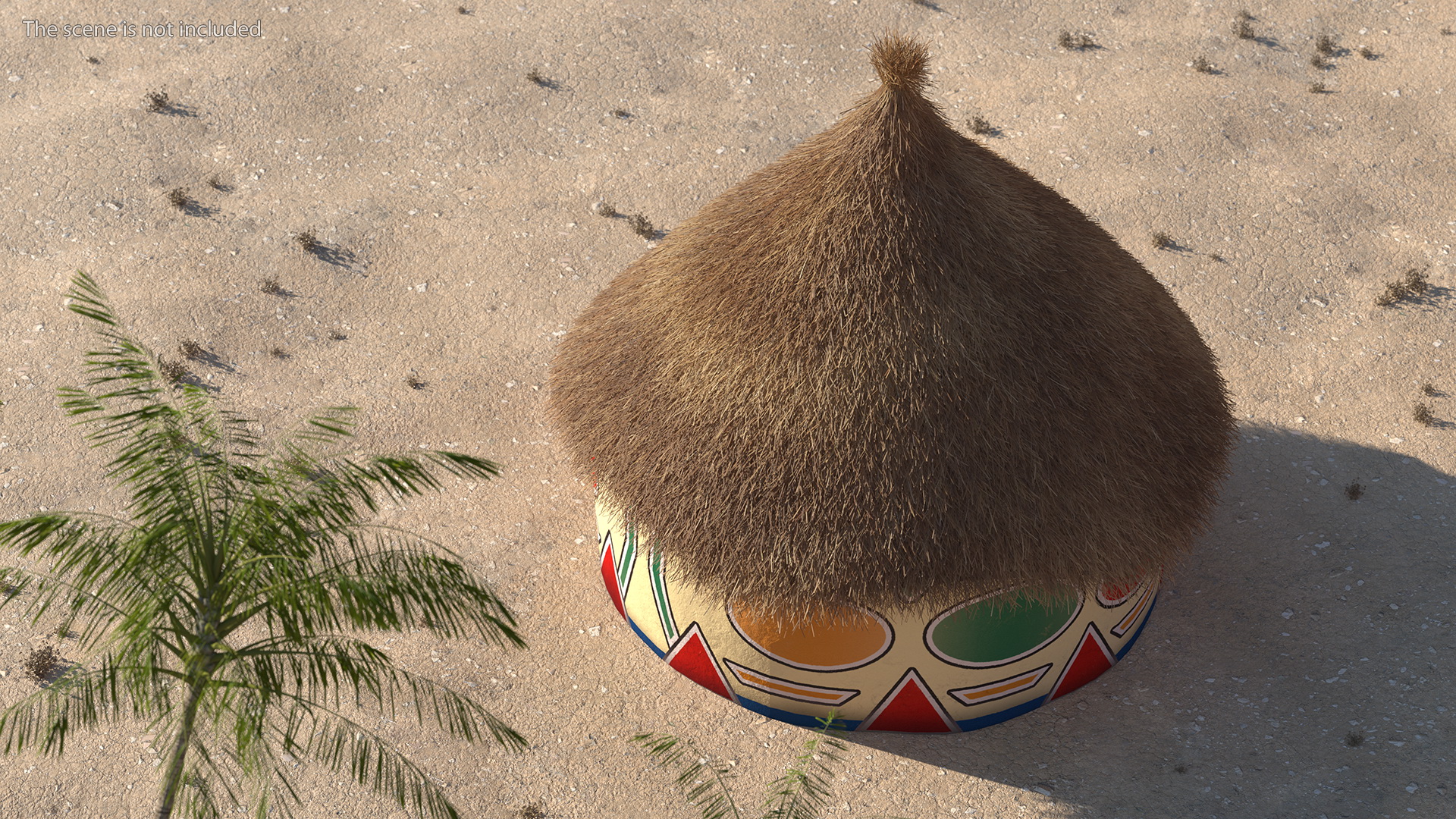 3D Traditional African Hut with Painting Fur
