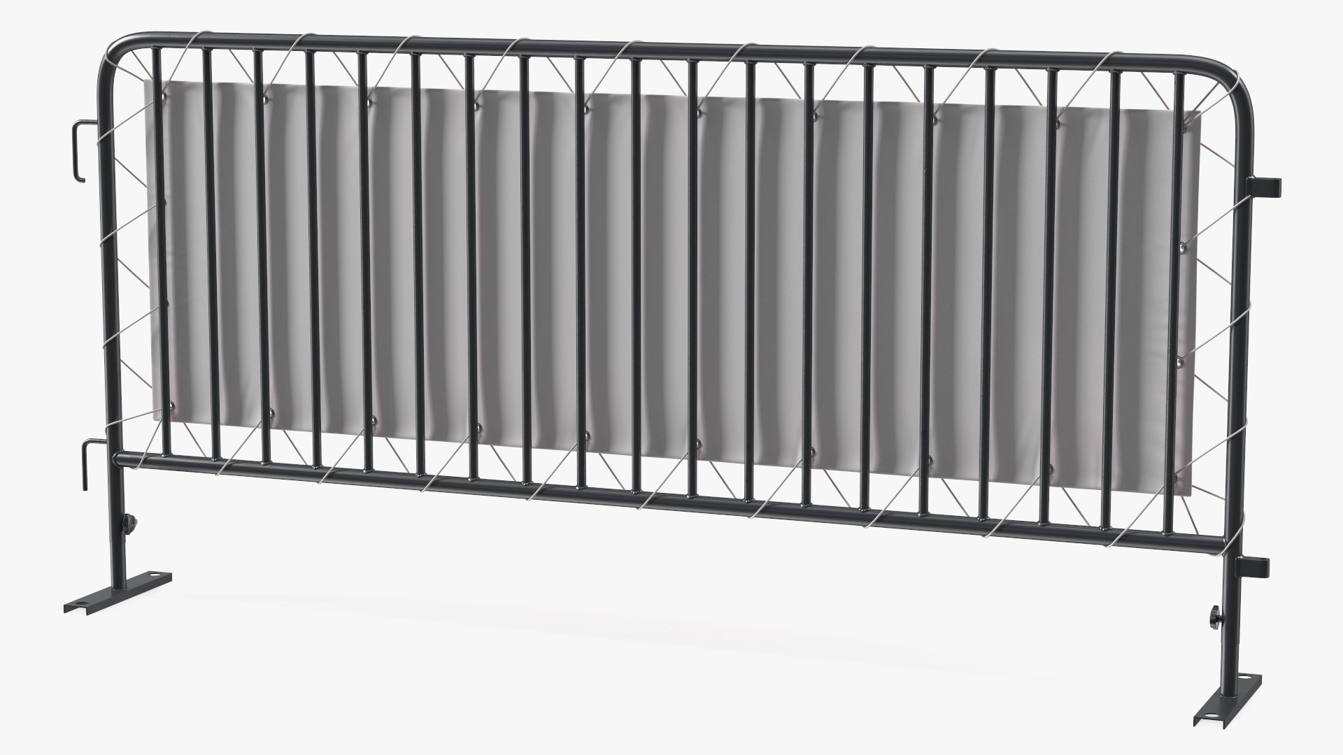 Black Crowd Control Barrier with Advertising Vinyl Banner 3D
