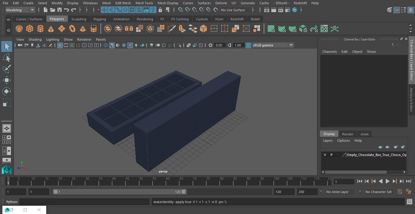 3D model Empty Chocolate Box True Choco Open