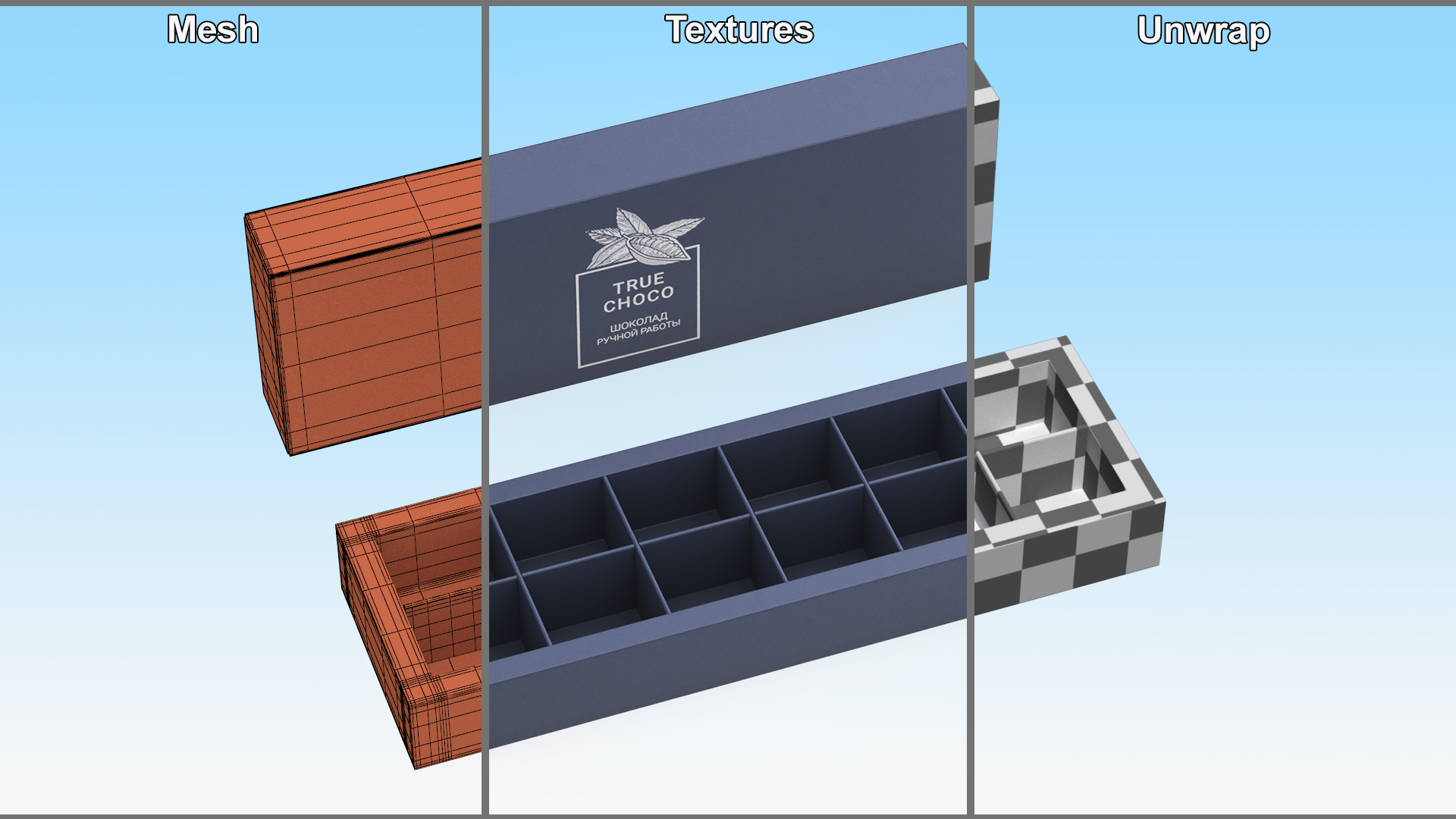 3D model Empty Chocolate Box True Choco Open