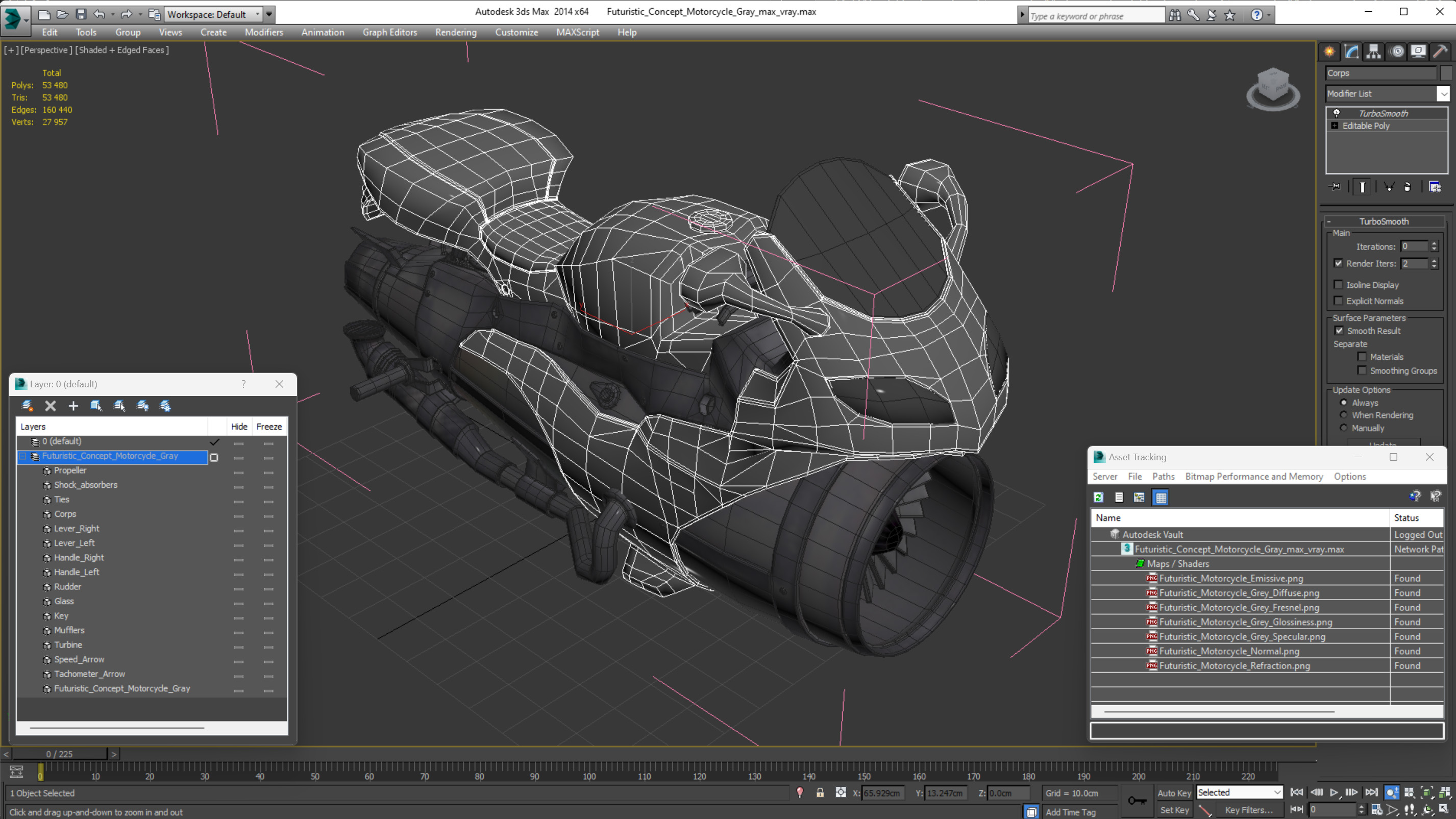 Futuristic Concept Motorcycle Gray 3D model