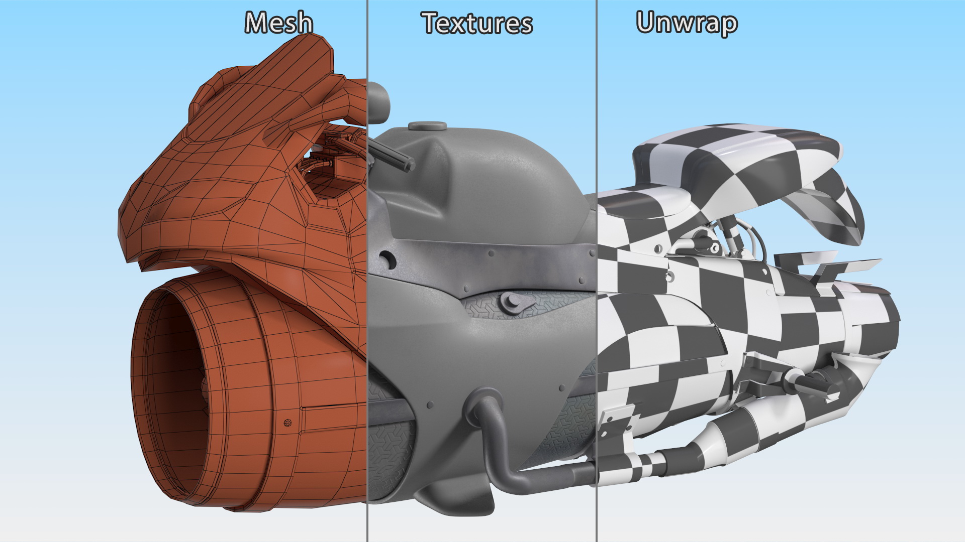 Futuristic Concept Motorcycle Gray 3D model