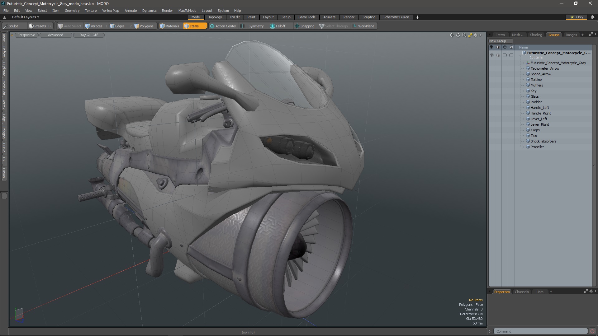 Futuristic Concept Motorcycle Gray 3D model