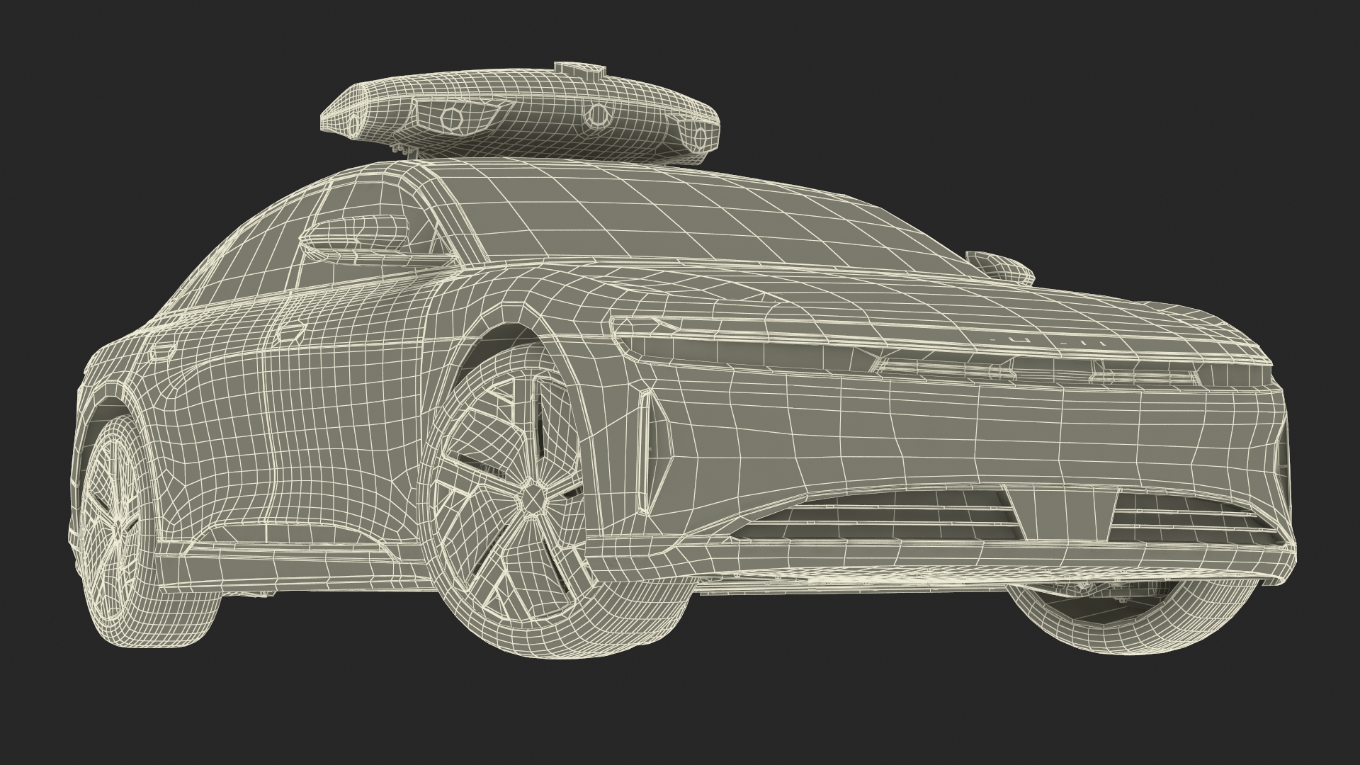 Lucid Air Electric Police Car with Drone Launch Pad Rigged for Cinema 4D 3D