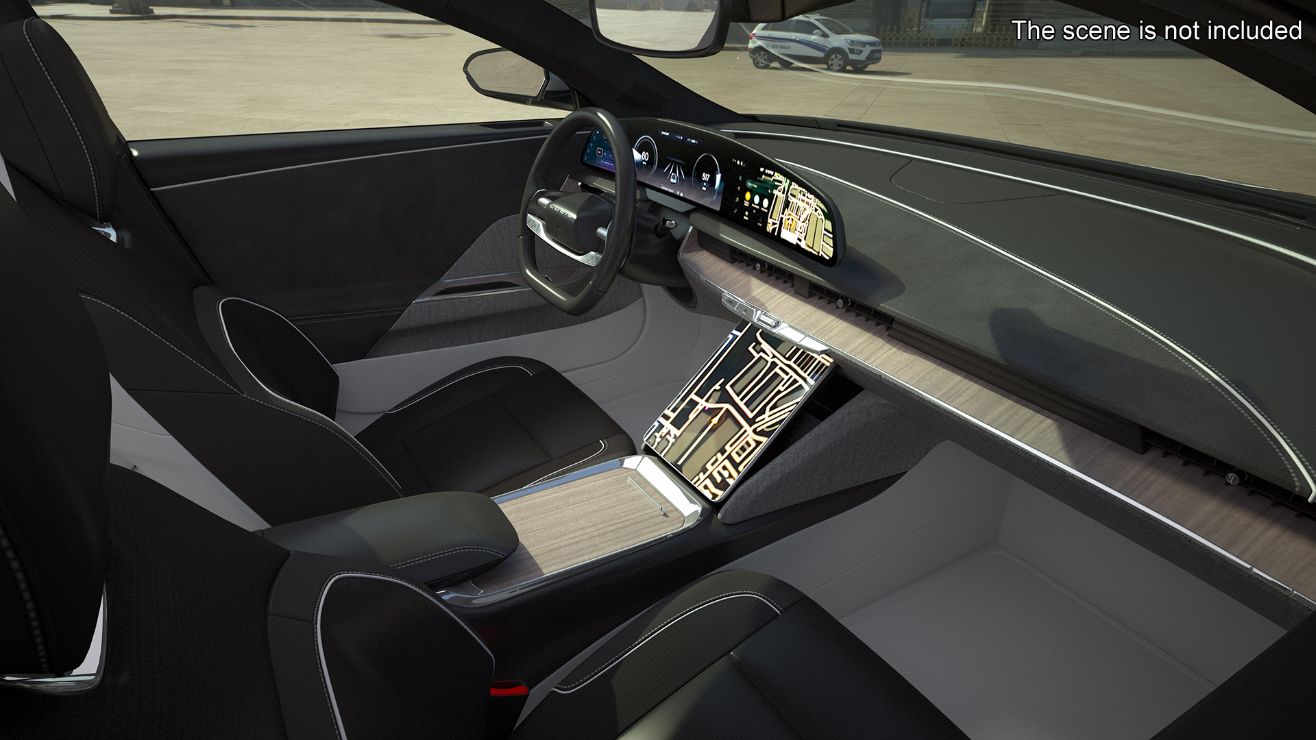 Lucid Air Electric Police Car with Drone Launch Pad Rigged for Cinema 4D 3D