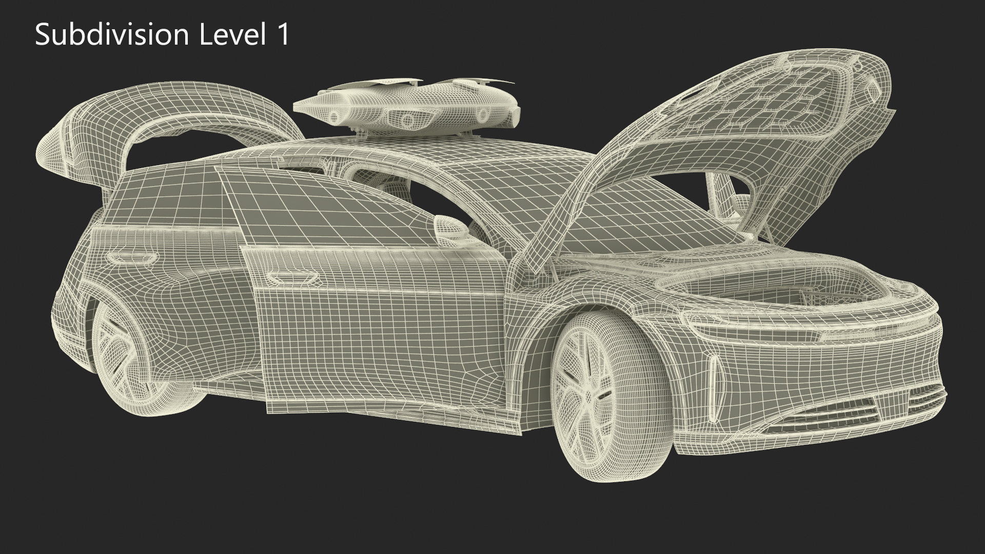 Lucid Air Electric Police Car with Drone Launch Pad Rigged for Cinema 4D 3D